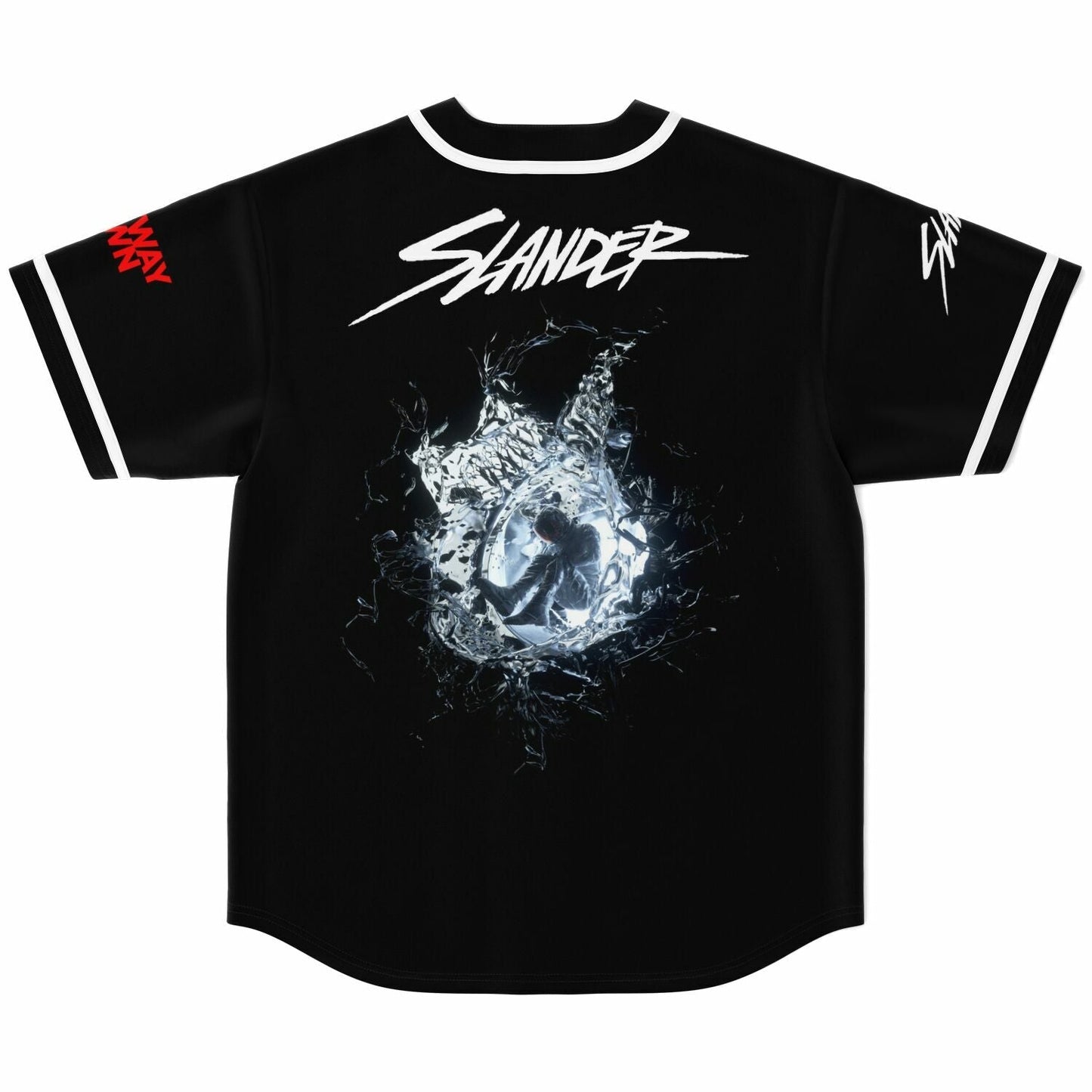 Slander Black Brushscript Wordmark Rave Baseball Jersey