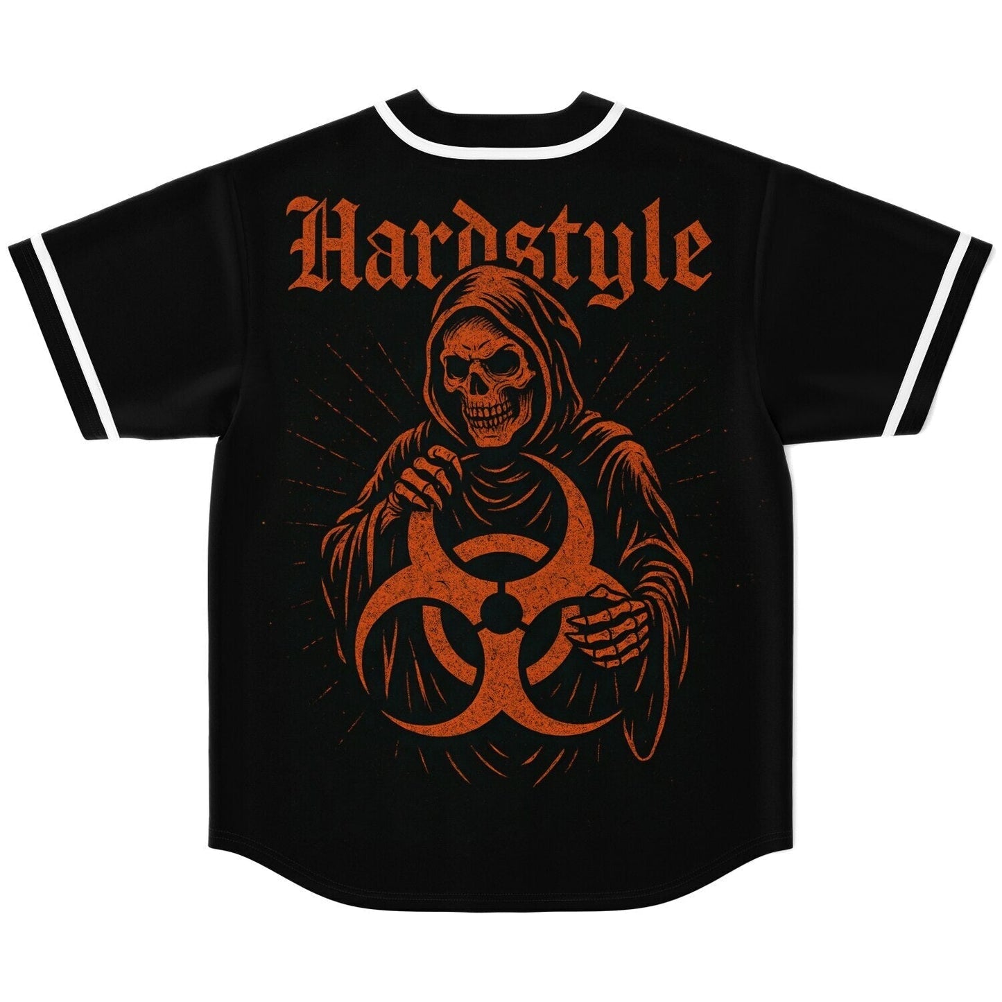 Black Orange Biohazard Rave Baseball Jersey