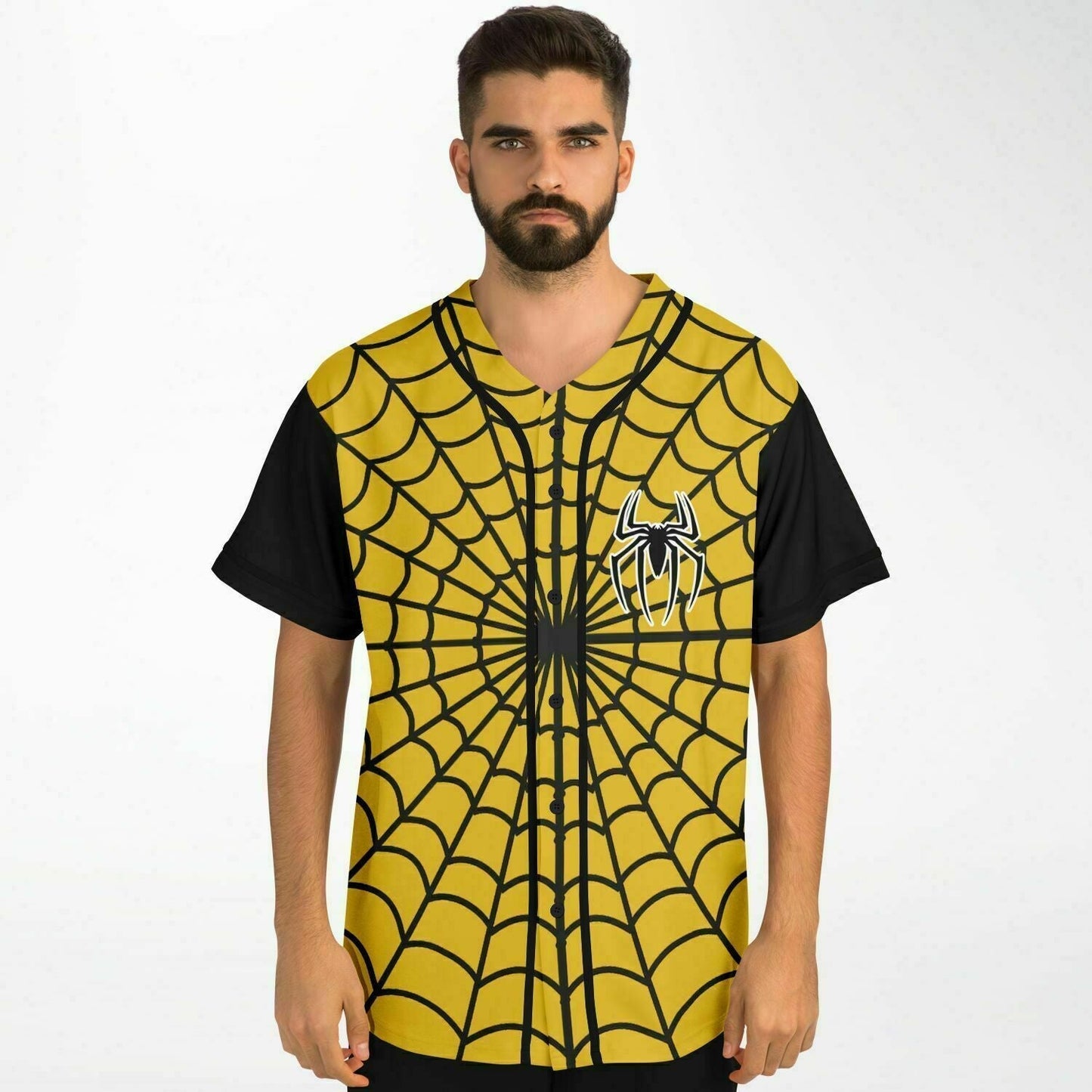 Excision Yellow Spider Web Rave Baseball Jersey