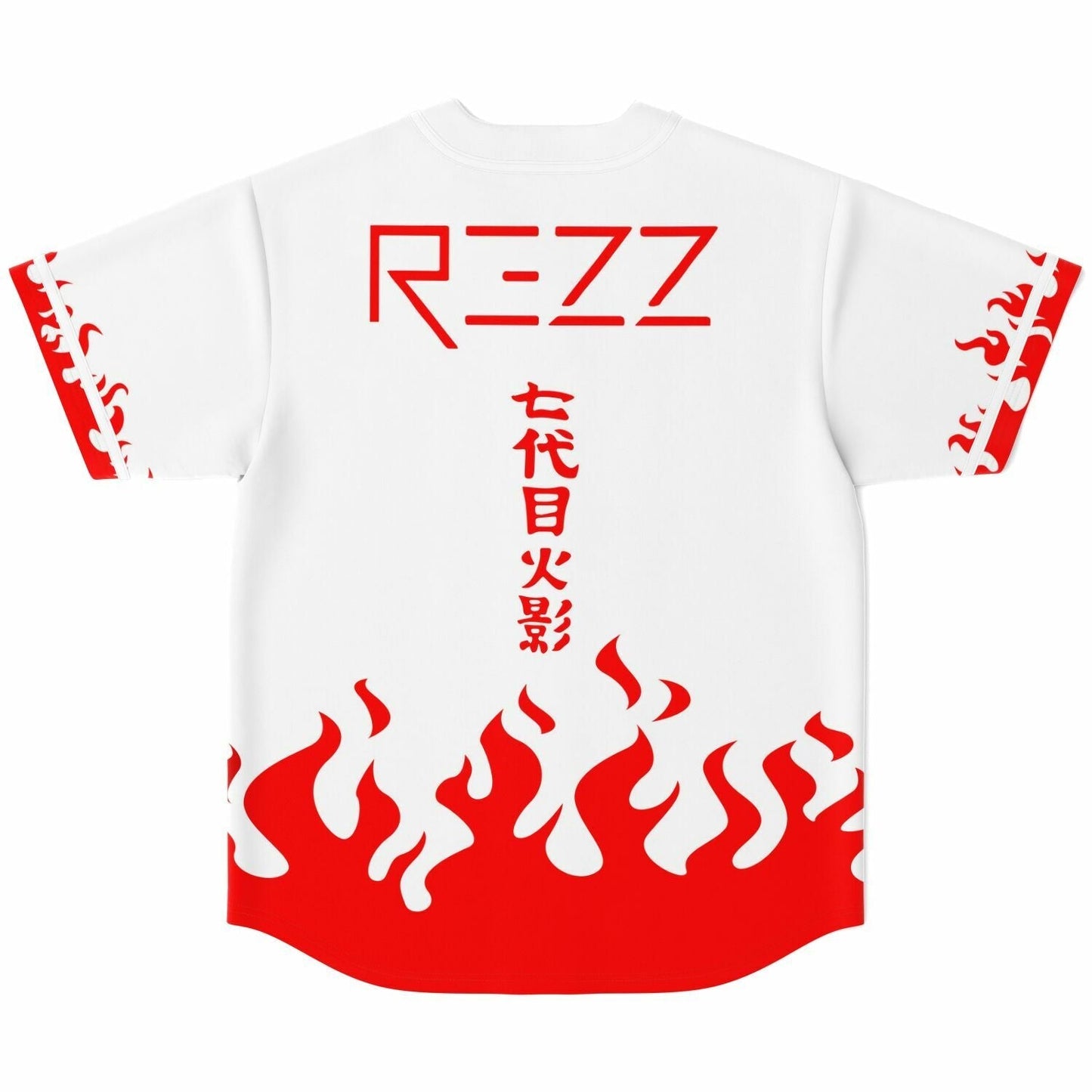 REZZ White Red Flame Rave Baseball Jersey