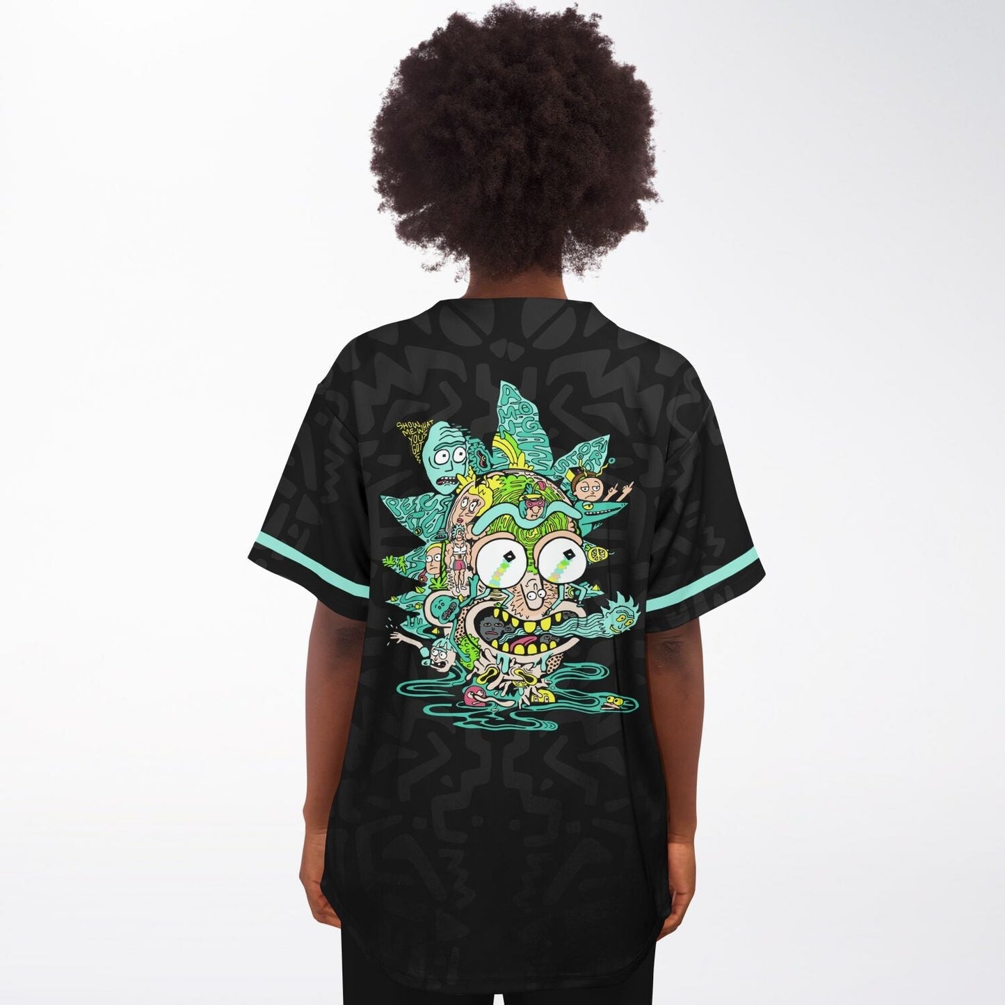 Black Abstract Doodle Rave Baseball Jersey