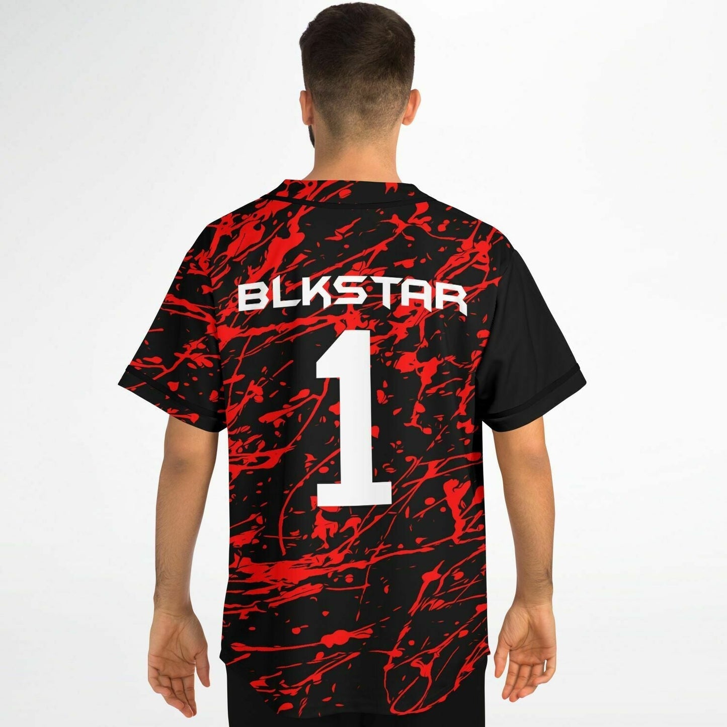 Black Red Paint Rave Baseball Jersey