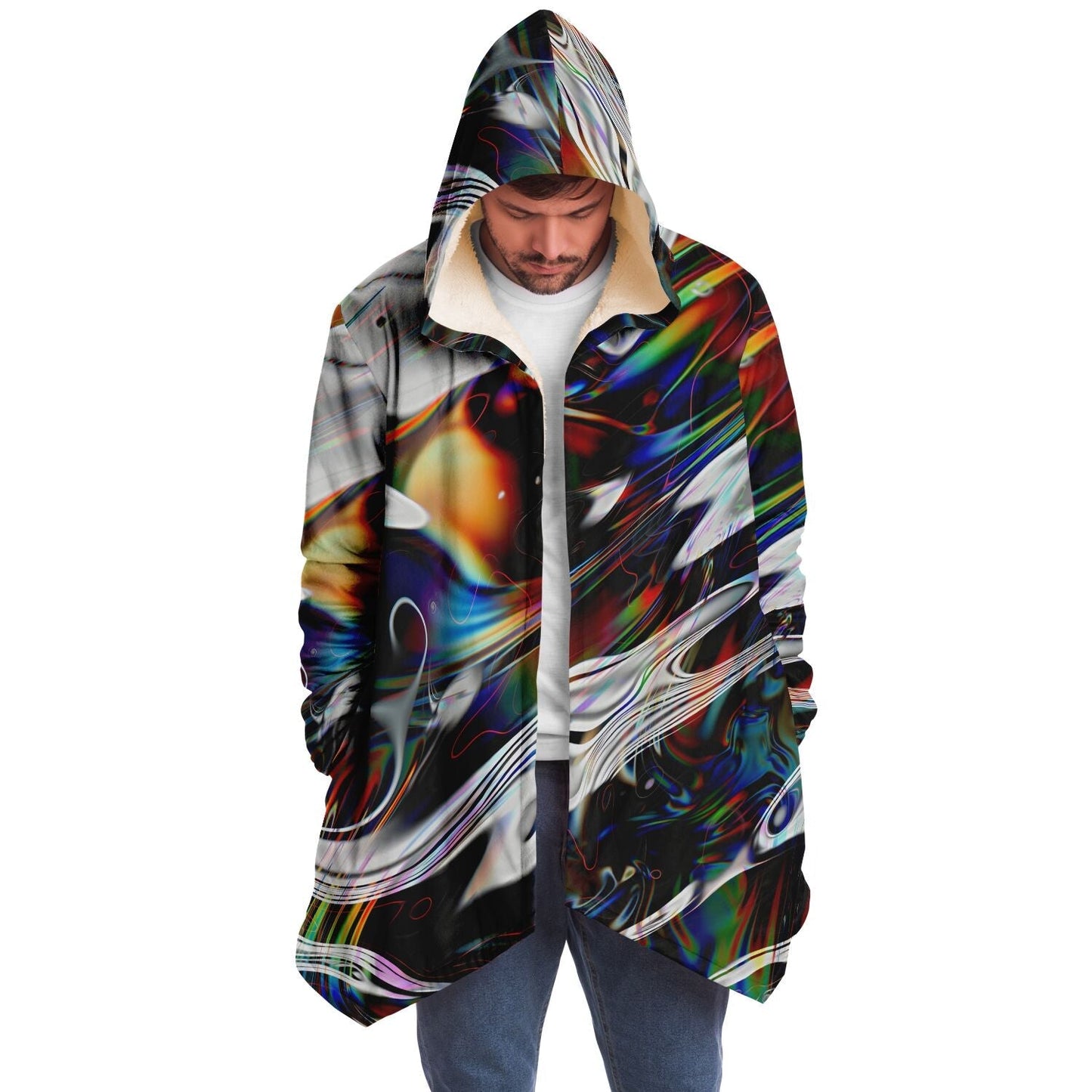 Iridescent Rainbow Chromatic Glitch Rave Cloak