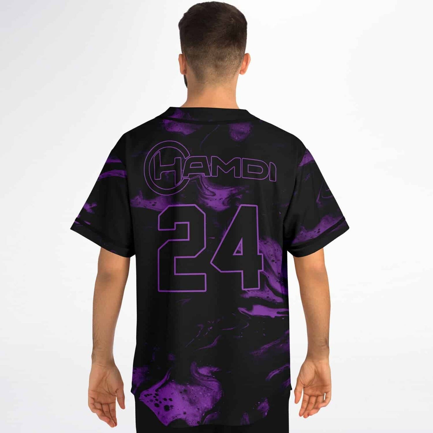 Hamdi Black Purple Swirling Marble Rave Baseball Jersey