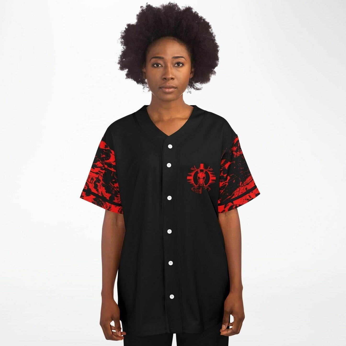 SVDDEN DEATH Black Body Antlered Deer Rave Baseball Jersey