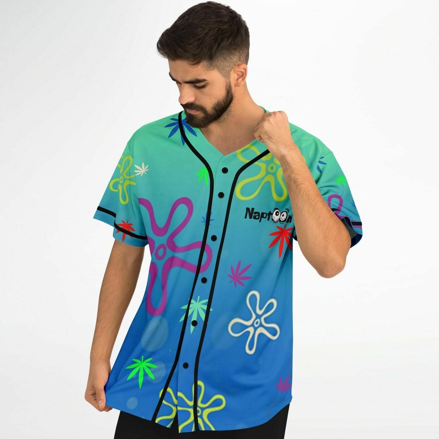 Teal Blue Bikini Bottom Rave Baseball Jersey