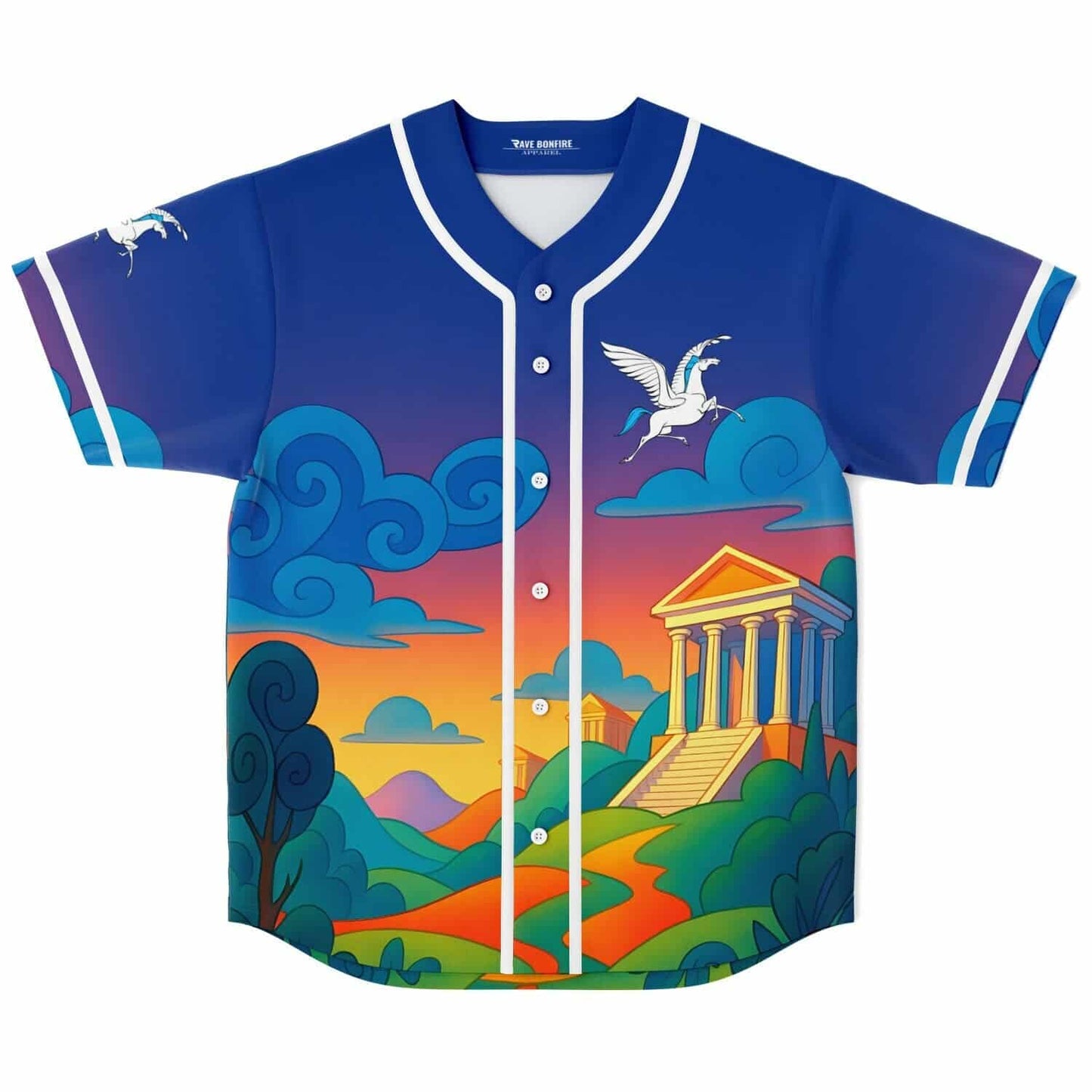 Royal Blue Greek Mythology Rave Baseball Jersey