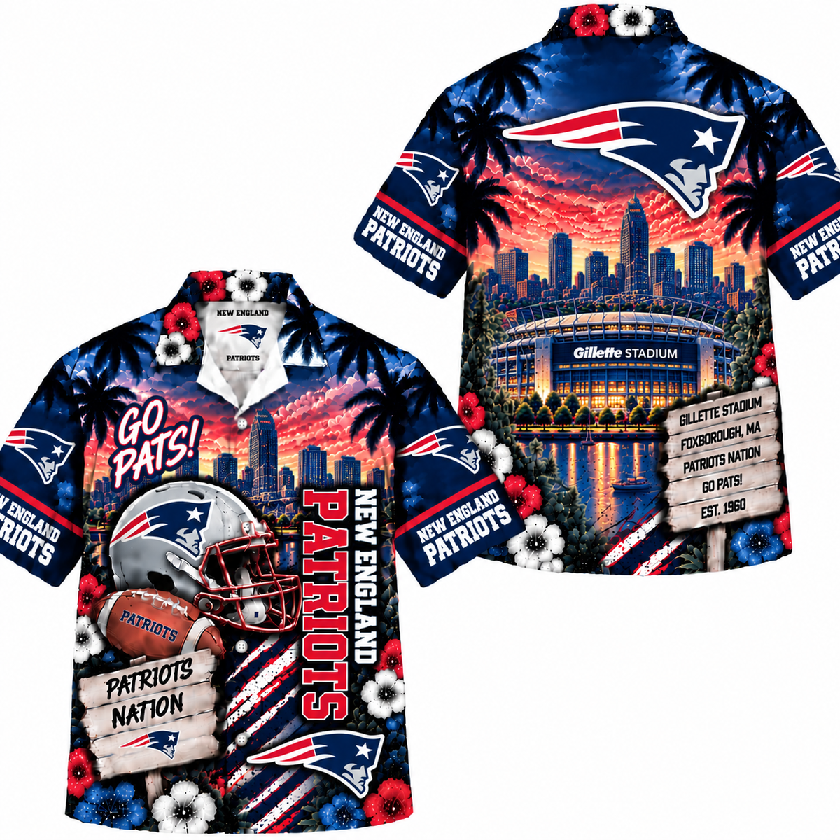 New England Patriots Go Pats Hawaiian Shirt