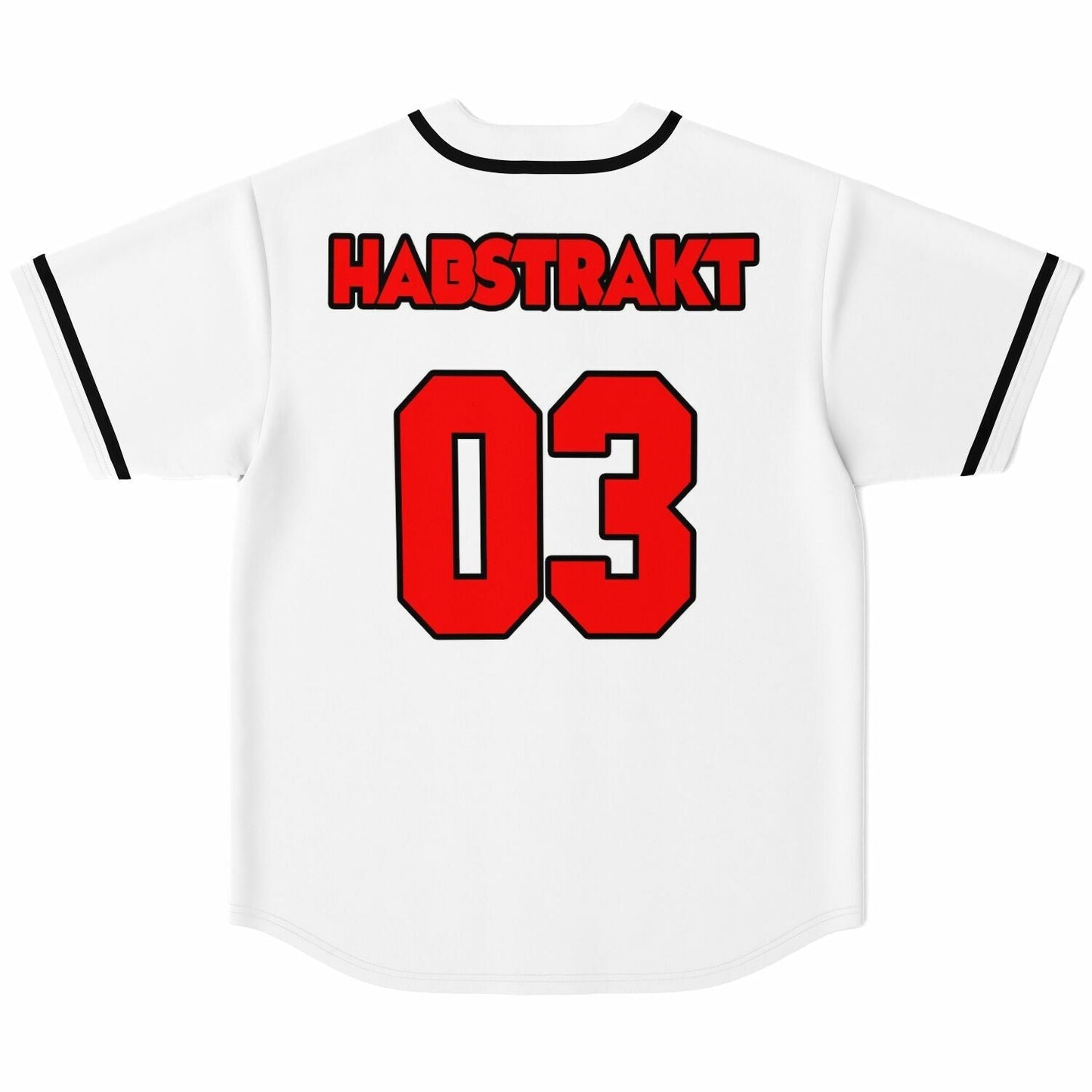 Habstrakt White Stylized Red Rave Baseball Jersey