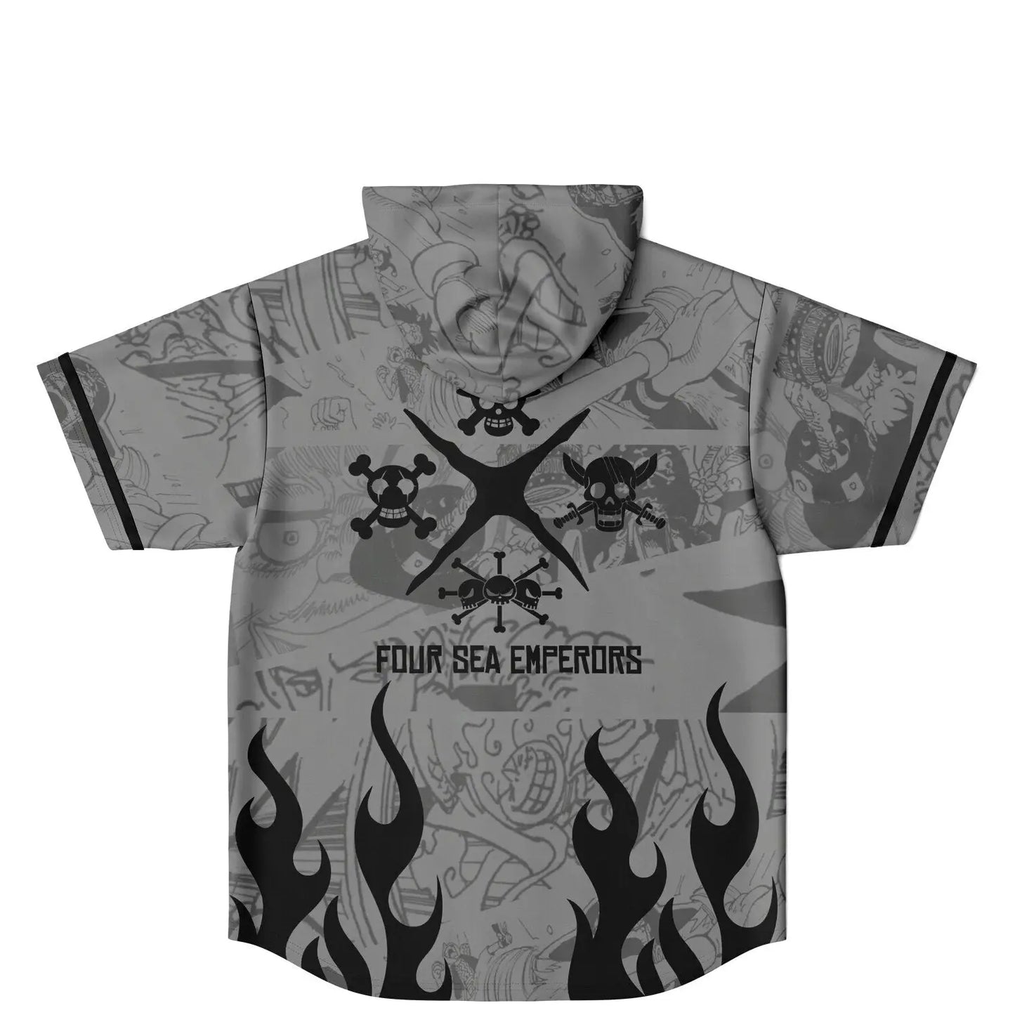 Grayscale One Piece Rave Hooded Baseball Jersey