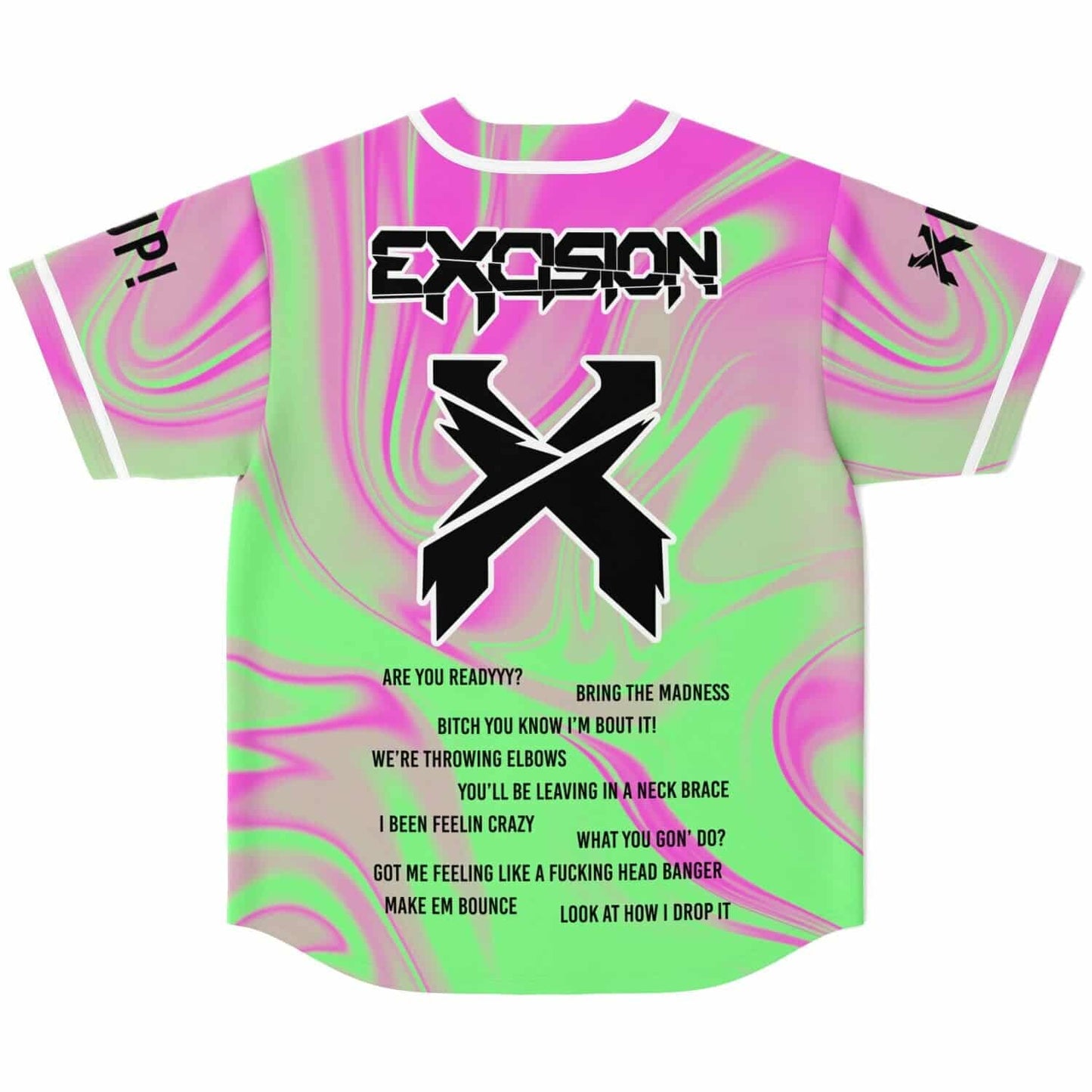 Excision Swirled Neon Liquid Marble Rave Baseball Jersey