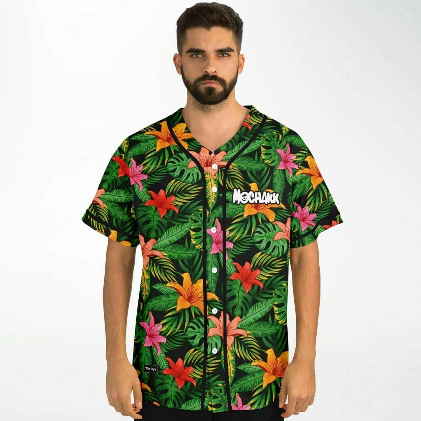 Mochakk Green Tropical Jungle Leaves Rave Baseball Jersey