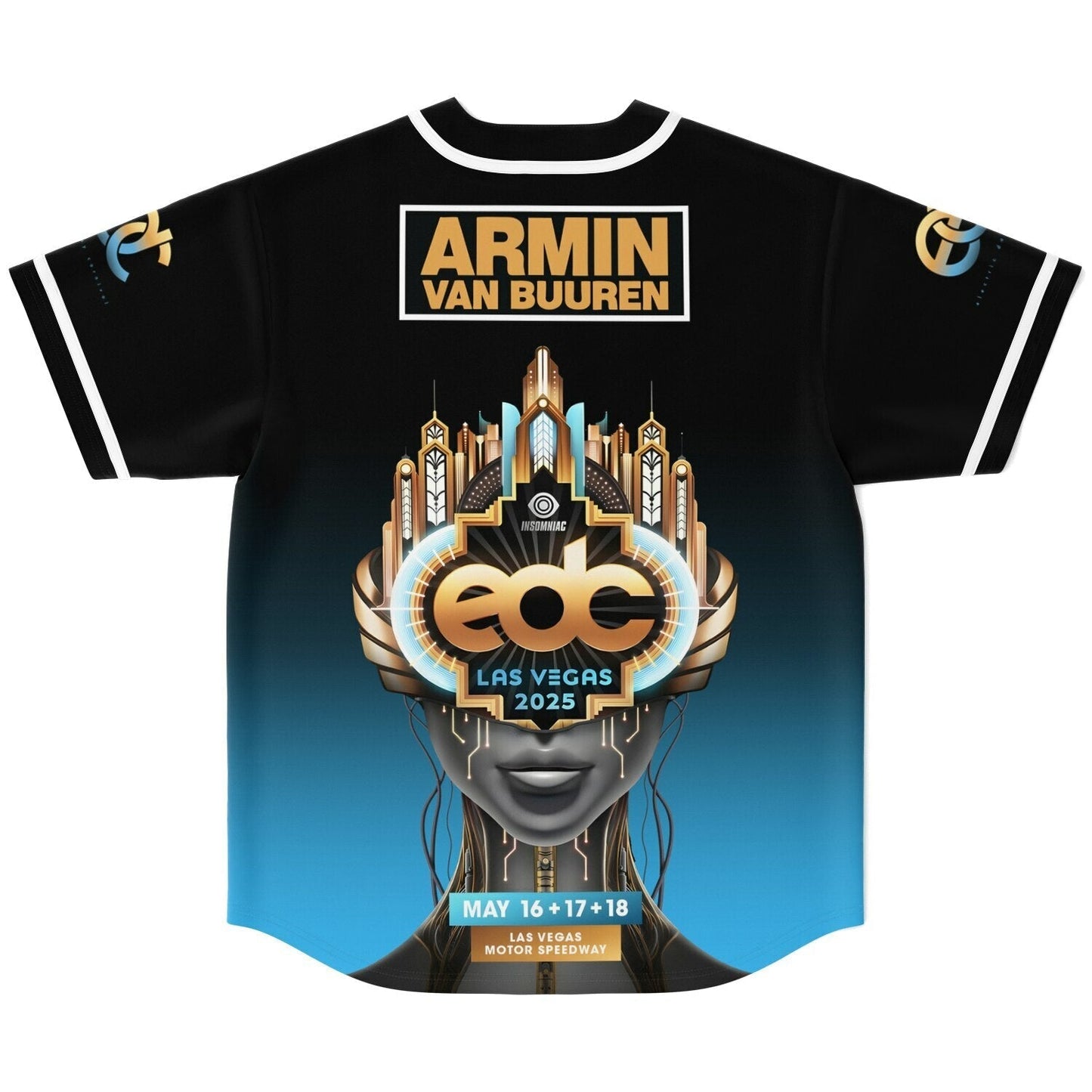 Armin van Buuren Black Bright Blue Gradient Rave Baseball Jersey