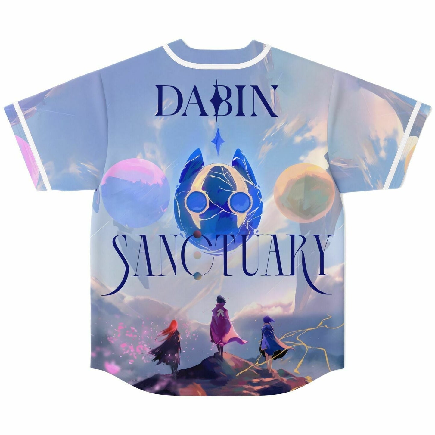 DABIN Soft Blue Anime Fantasy Rave Baseball Jersey
