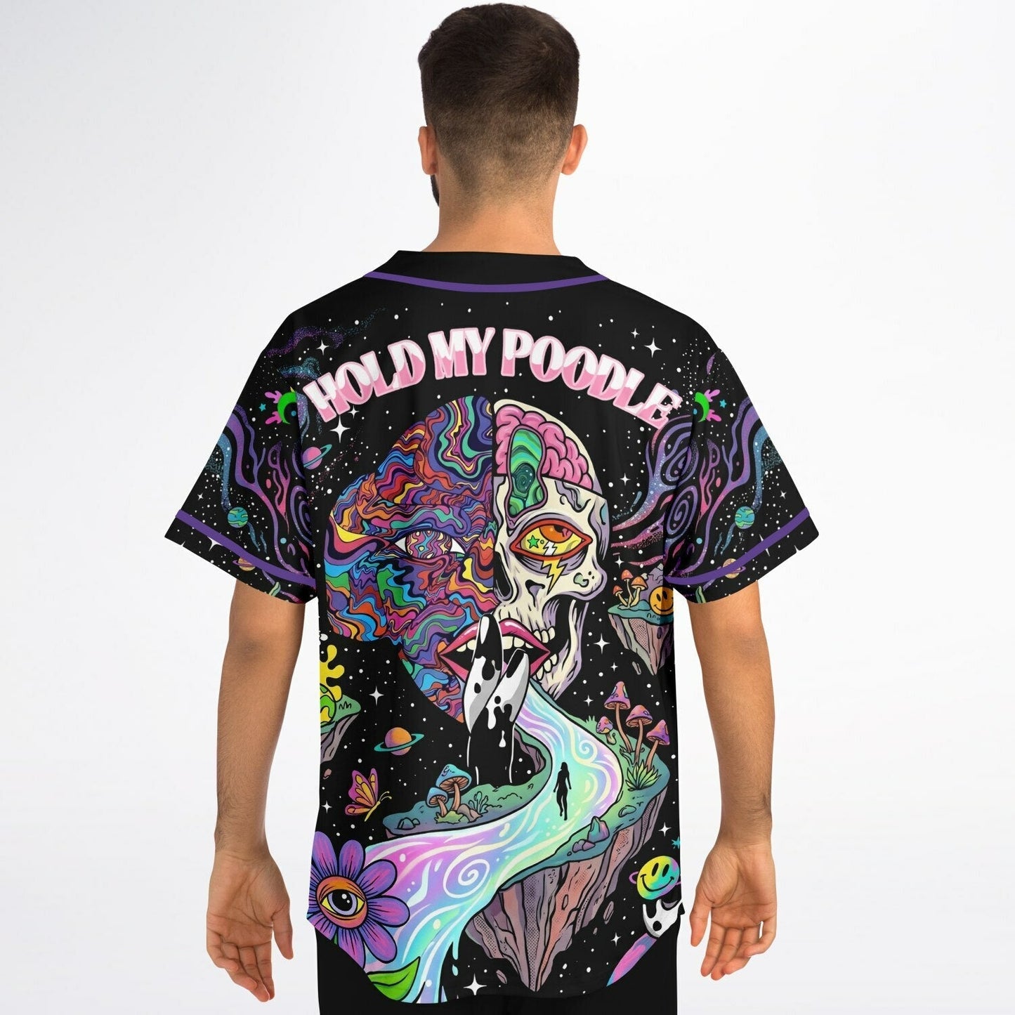 Black Psychedelic Melting Rave Baseball Jersey