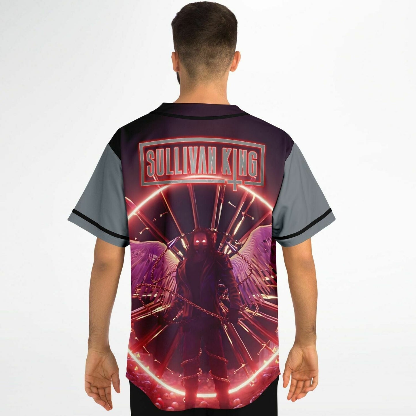 Sullivan King Grey Winged Armored Rave Baseball Jersey