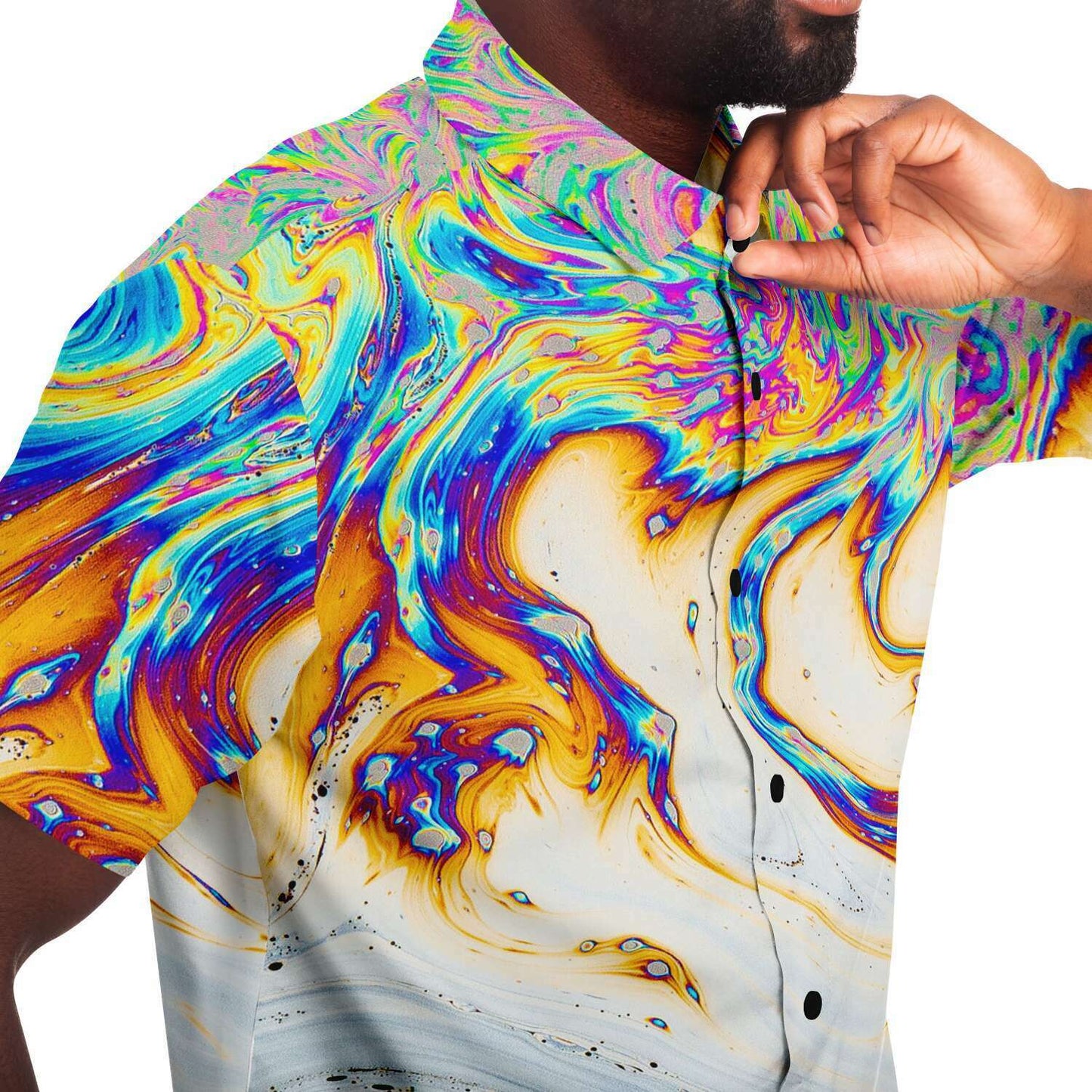 Acid trip short sleeve button down shirt