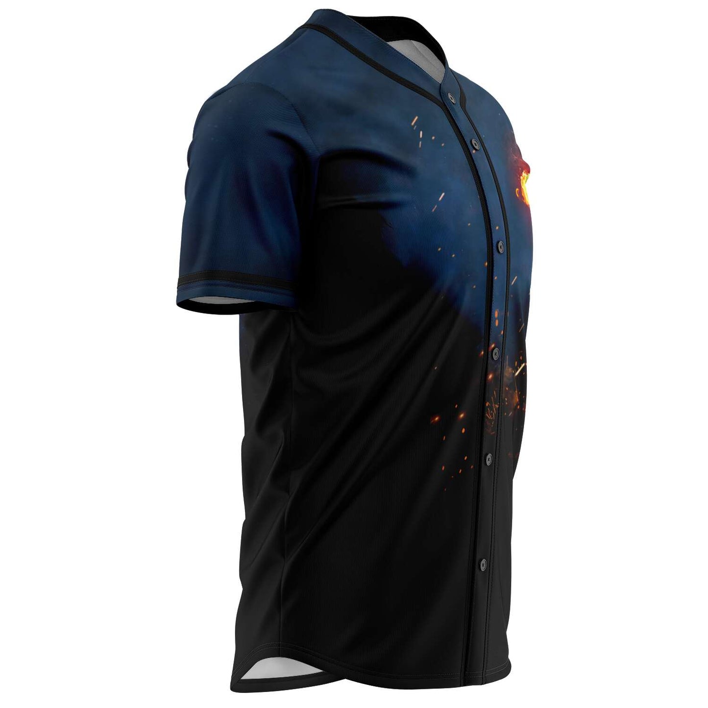 Dark Navy Flaming Heart Rave Baseball Jersey