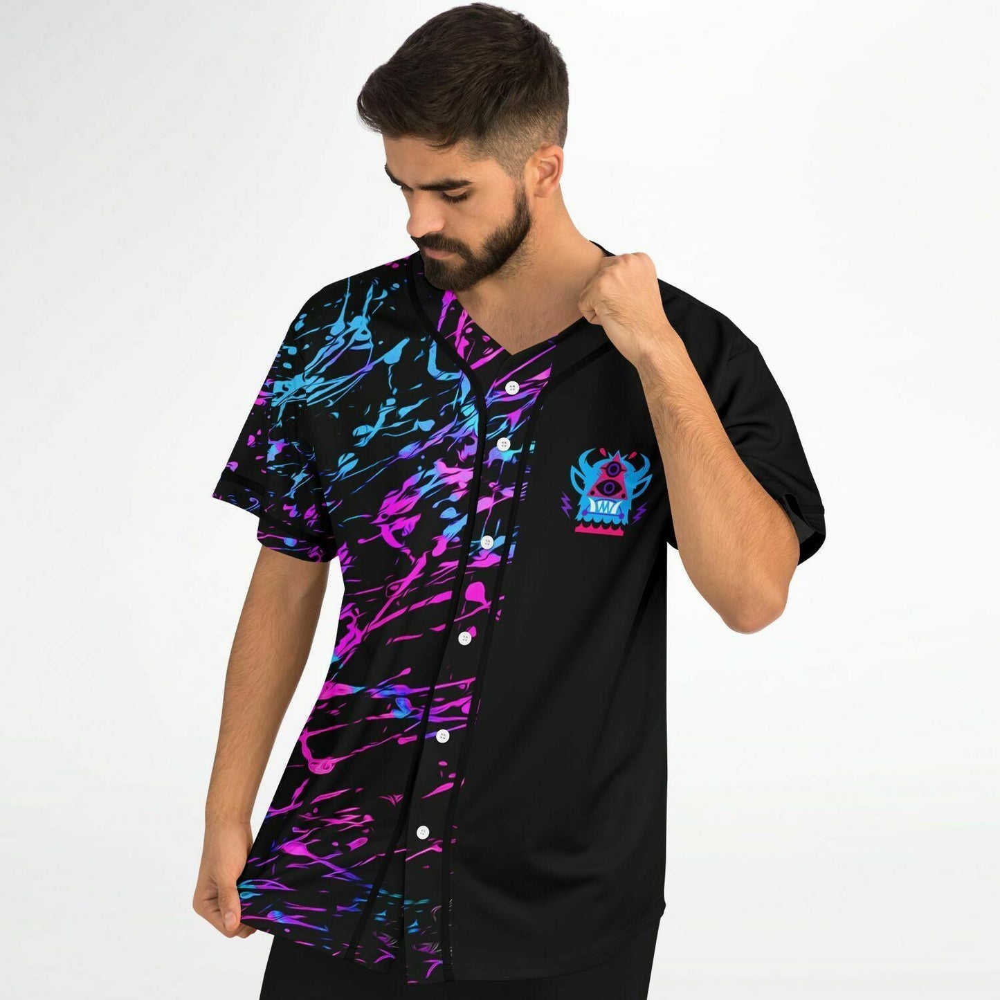 Jantsen Black Neon Paint Rave Baseball Jersey