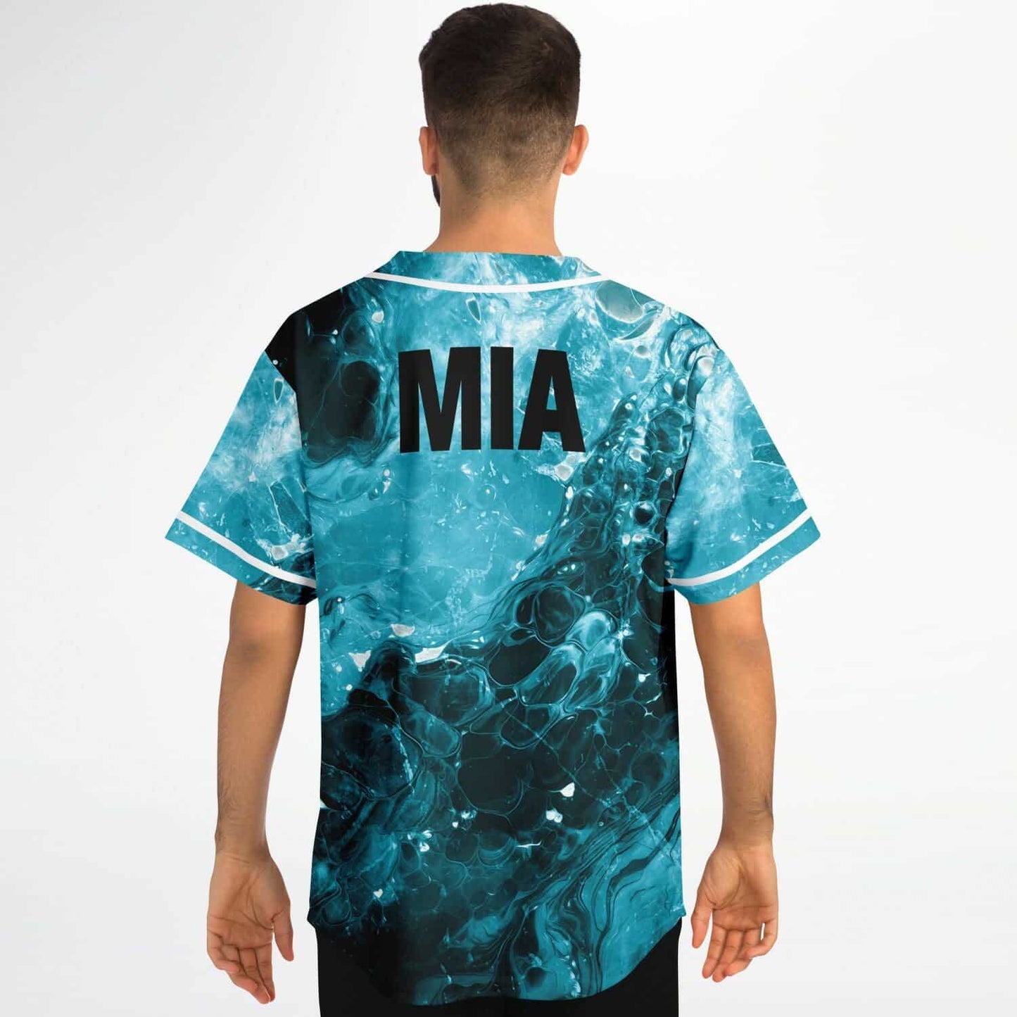 Teal Turquoise Abstract Liquid Rave Baseball Jersey