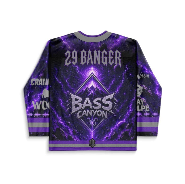 Bass Canyon Purple Black Astronaut Floating Rave Hockey Jersey