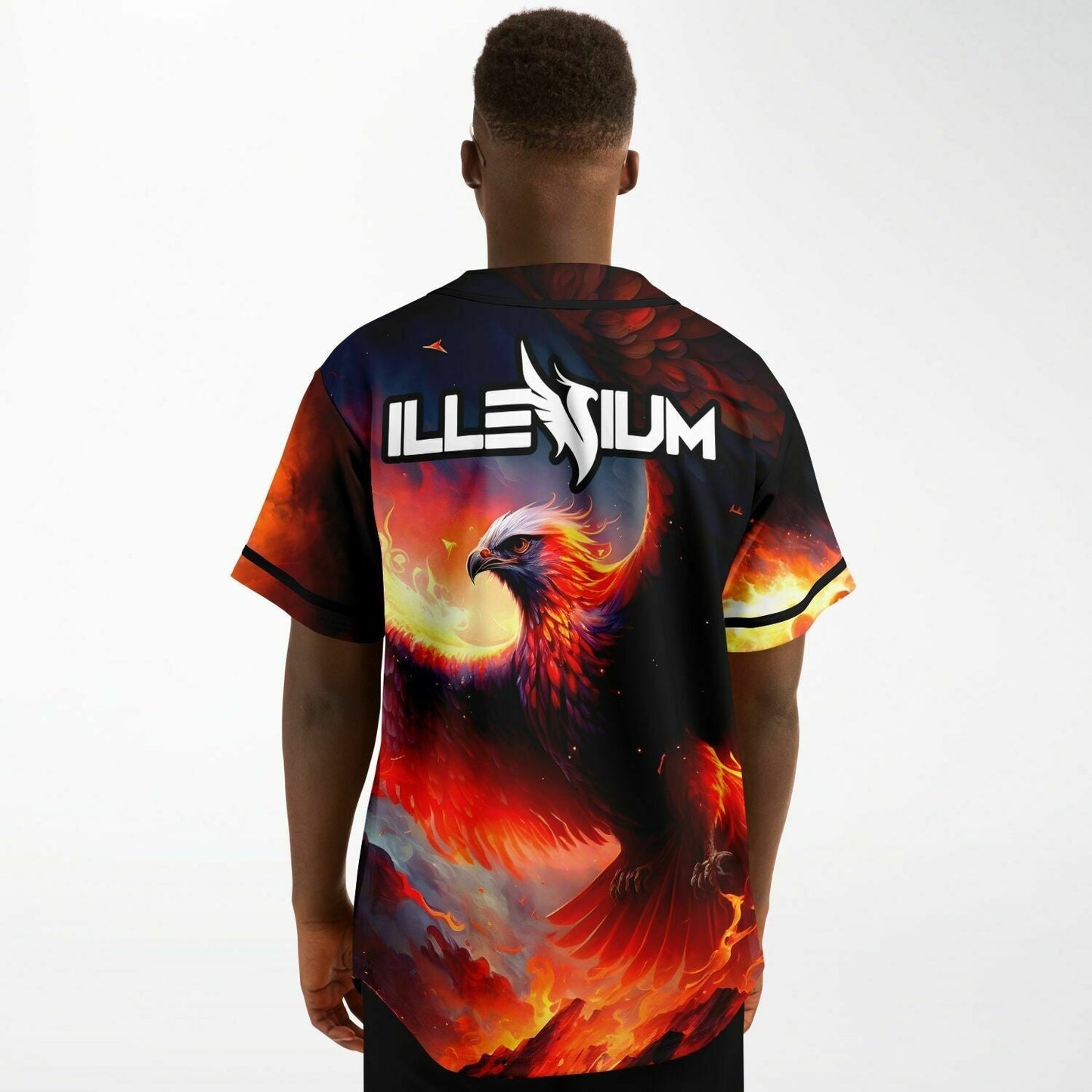 Illenium Fiery Orange Flaming Apocalyptic Rave Baseball Jersey
