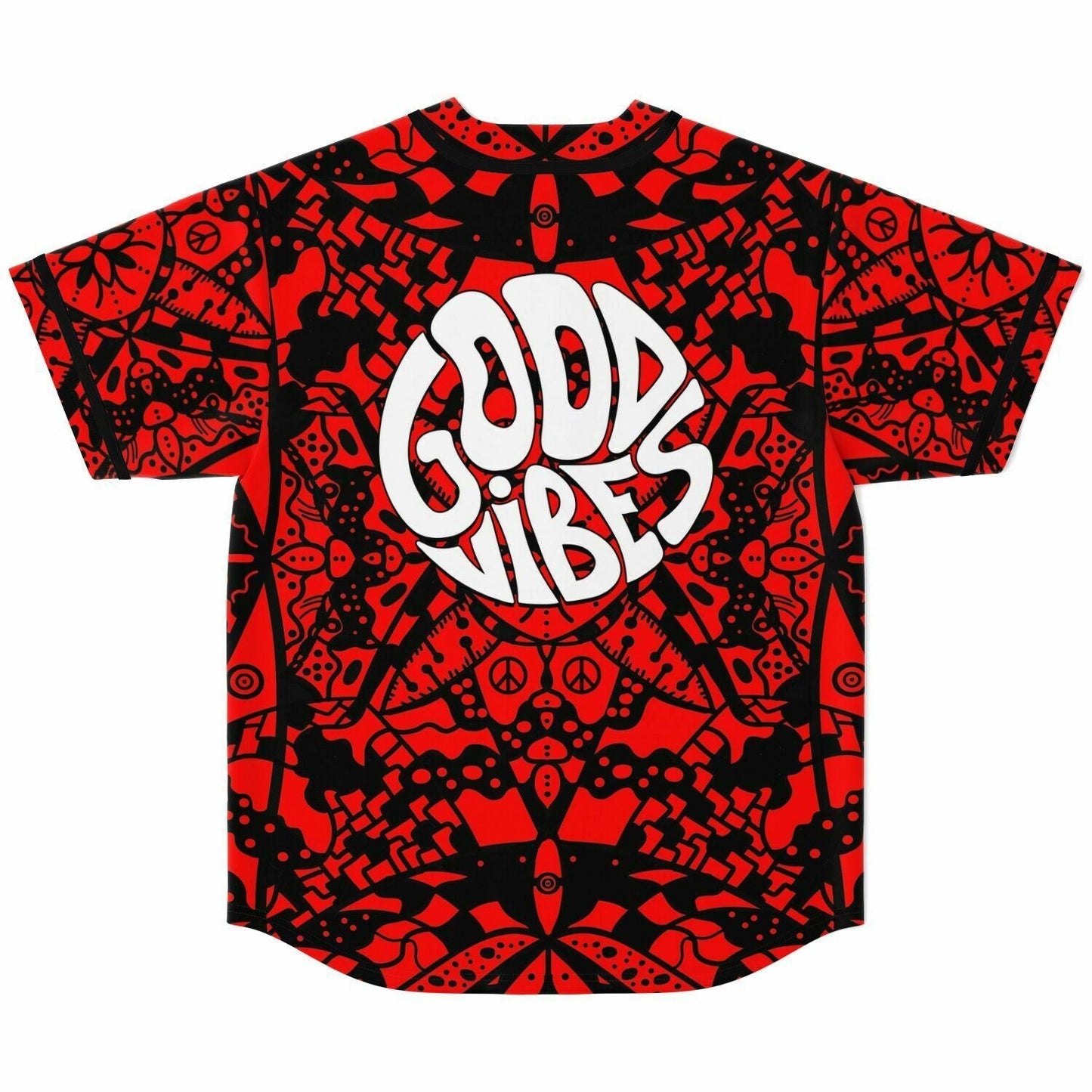 Red Black Kaleidoscopic Tribal Rave Baseball Jersey