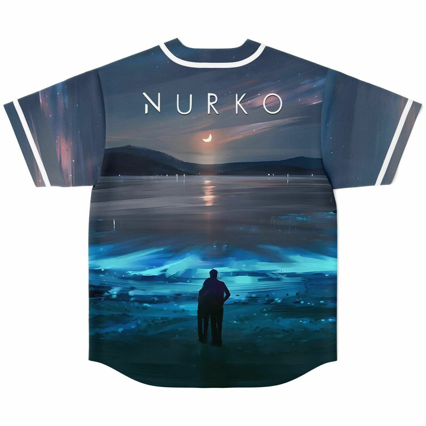 NURKO Dark Navy Nighttime Lakeside Rave Baseball Jersey