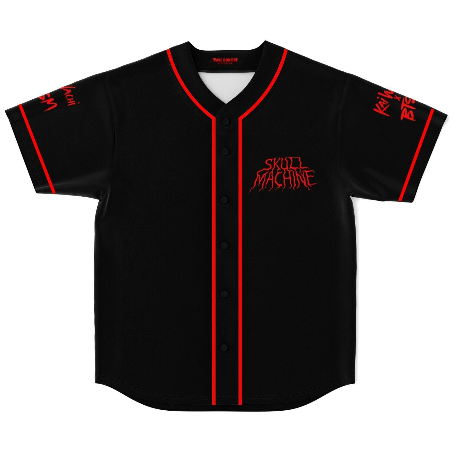 Skull Machine Black Geometric Half Rave Baseball Jersey
