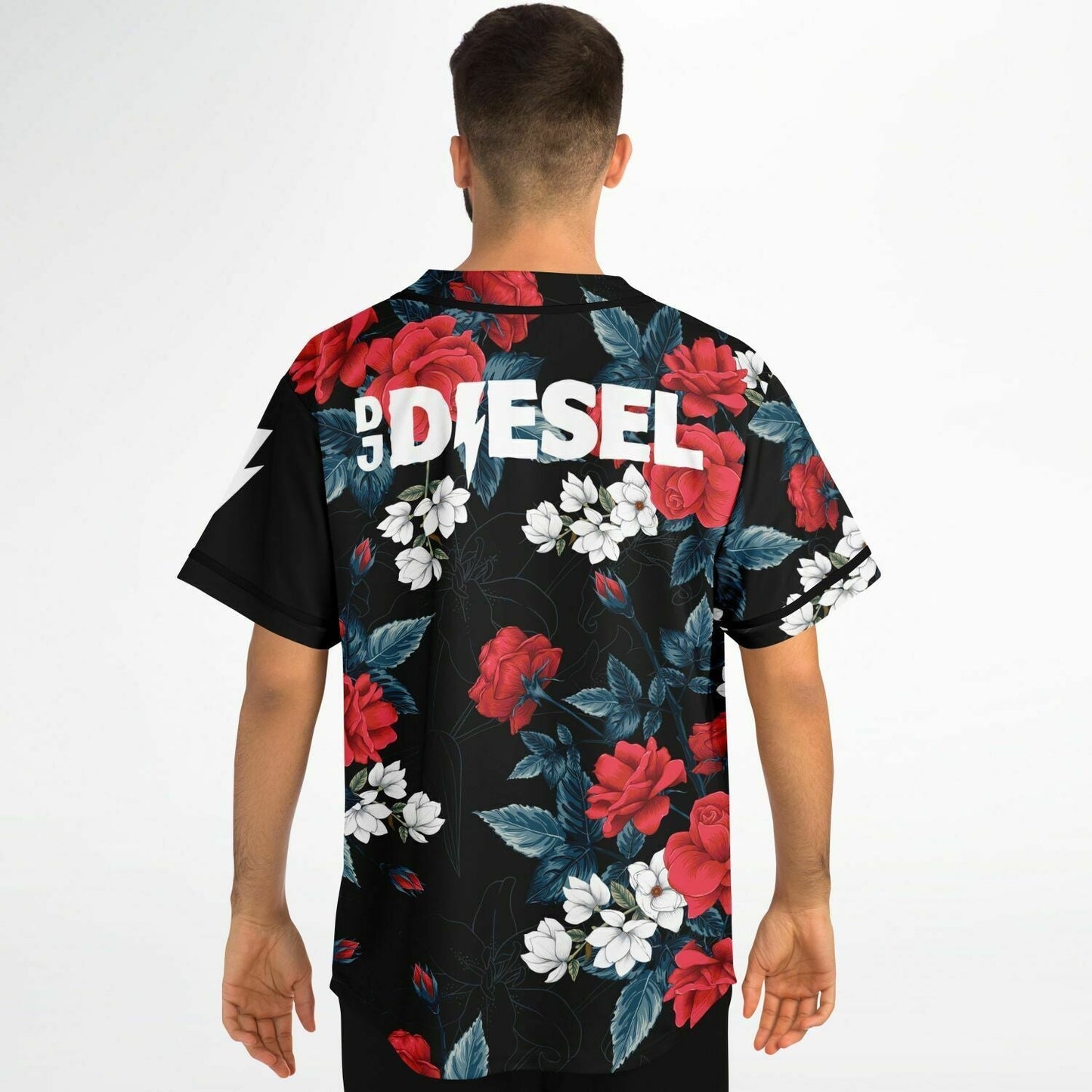 DJ Diesel Black Dark Floral Rave Baseball Jersey
