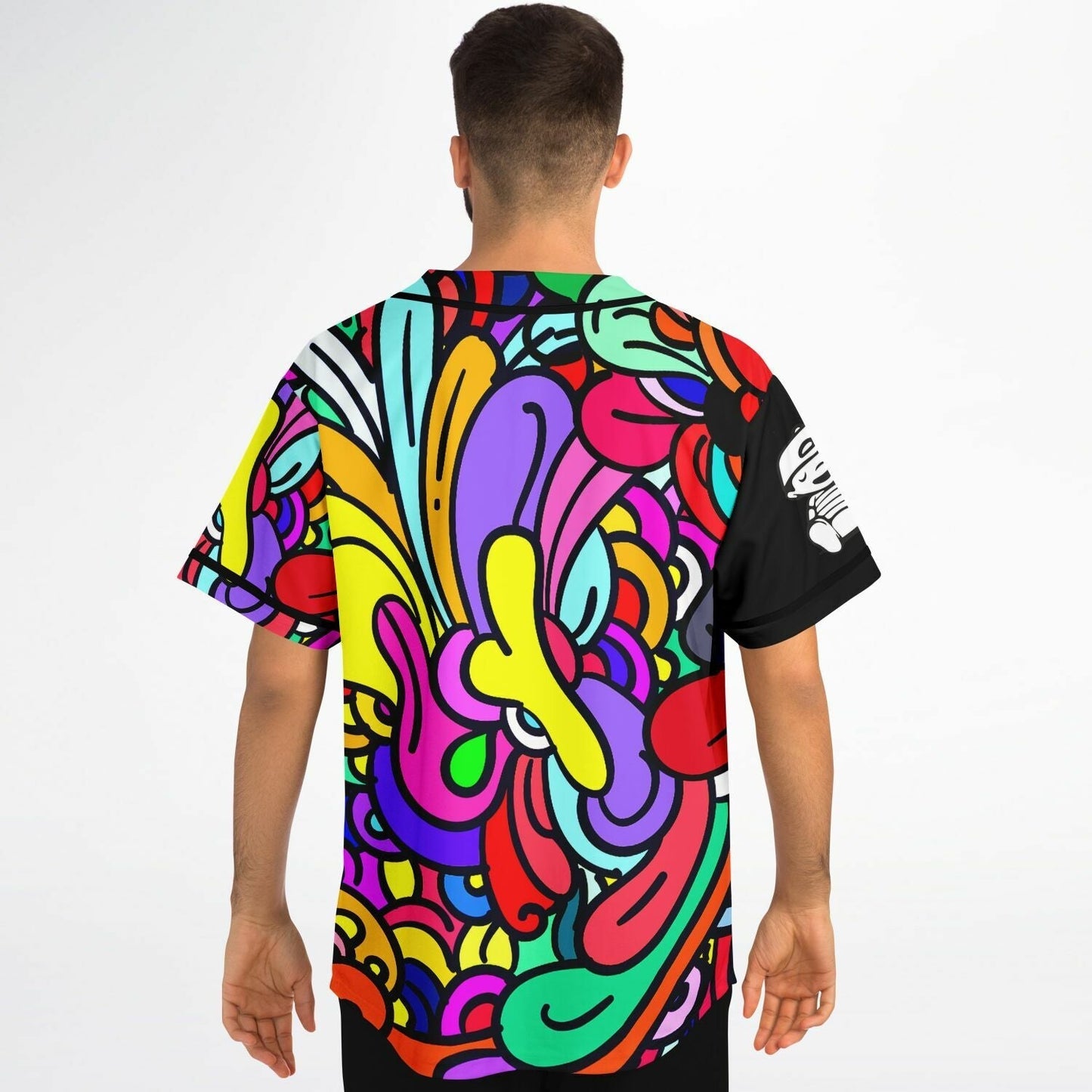 Black Abstract Psychedelic Rave Baseball Jersey