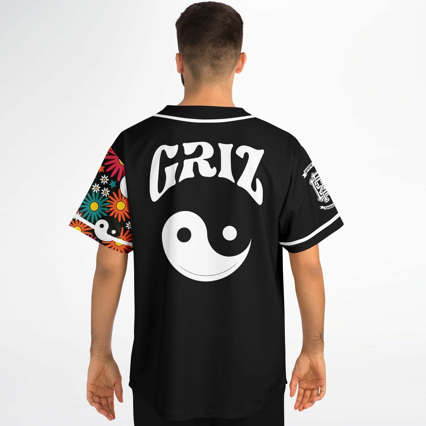 GRiZ Black Retro Daisies Rave Baseball Jersey