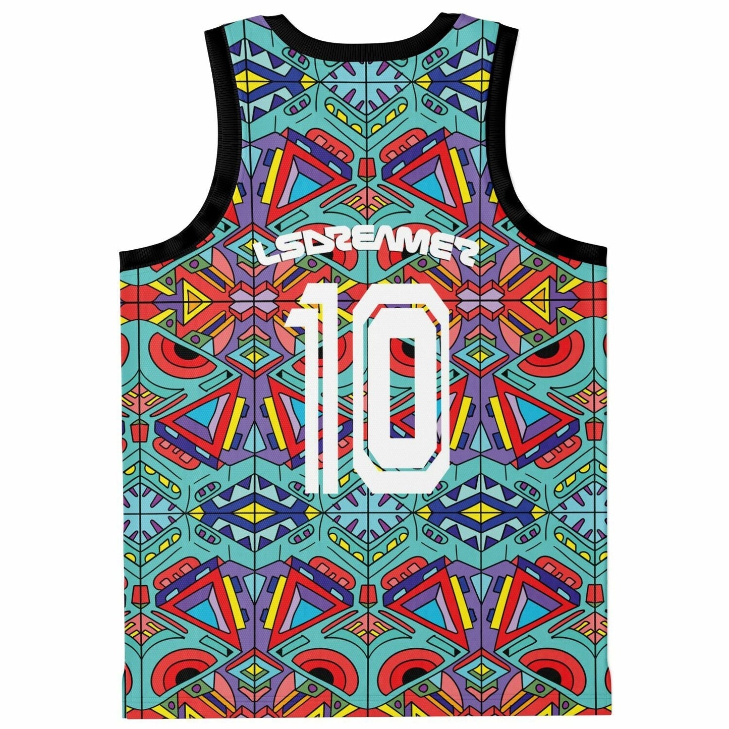 LSDREAM Turquoise Symmetrical Kaleidoscopic Rave Basketball Jersey