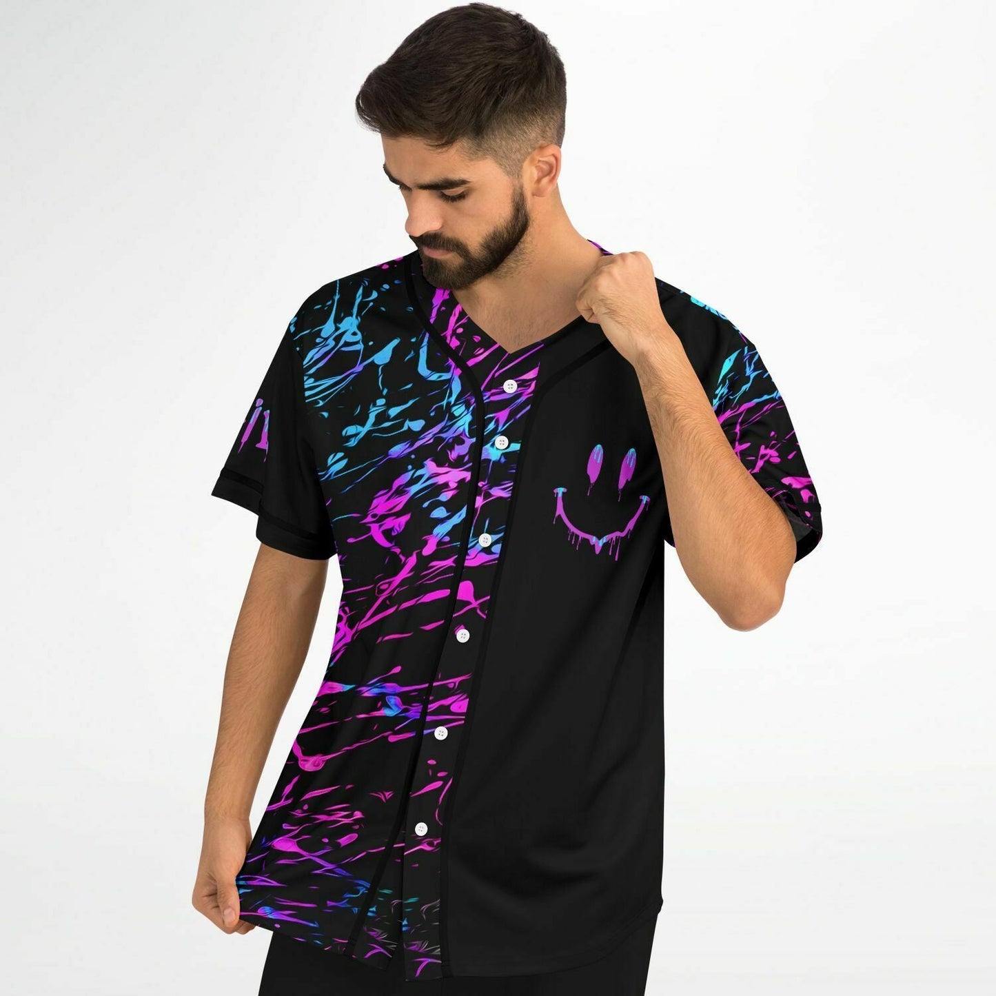 Black Splatter Rave Baseball Jersey