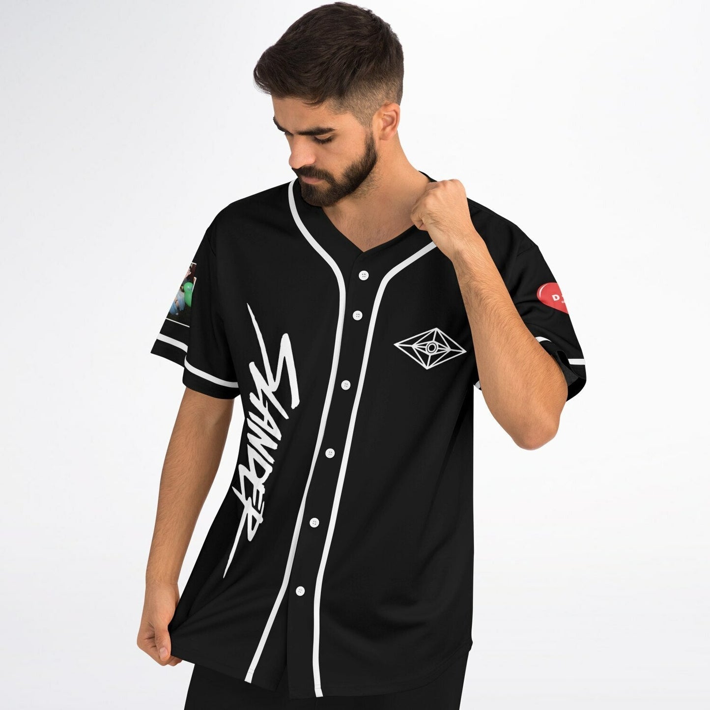 SLANDER Black ‘Slander’ Brush Rave Baseball Jersey