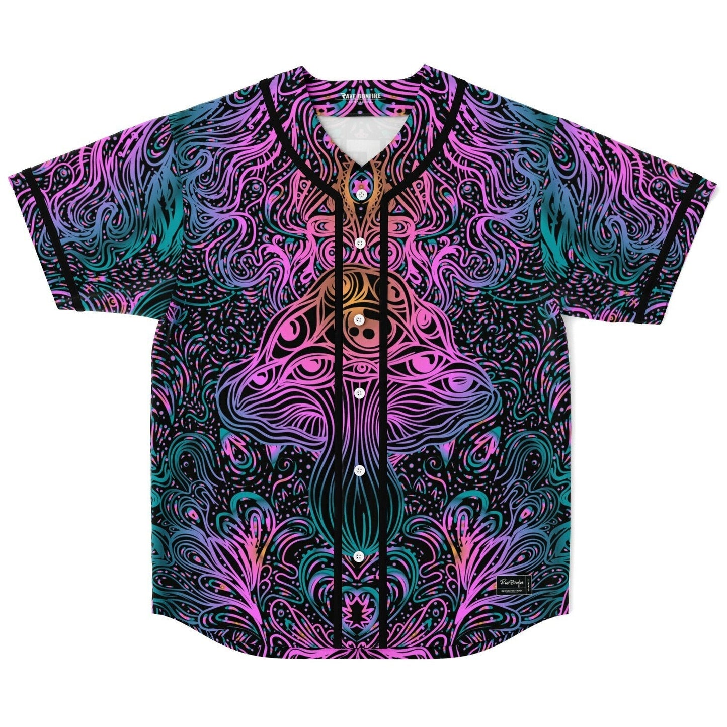 Black Symmetrical Psychedelic Rave Baseball Jersey