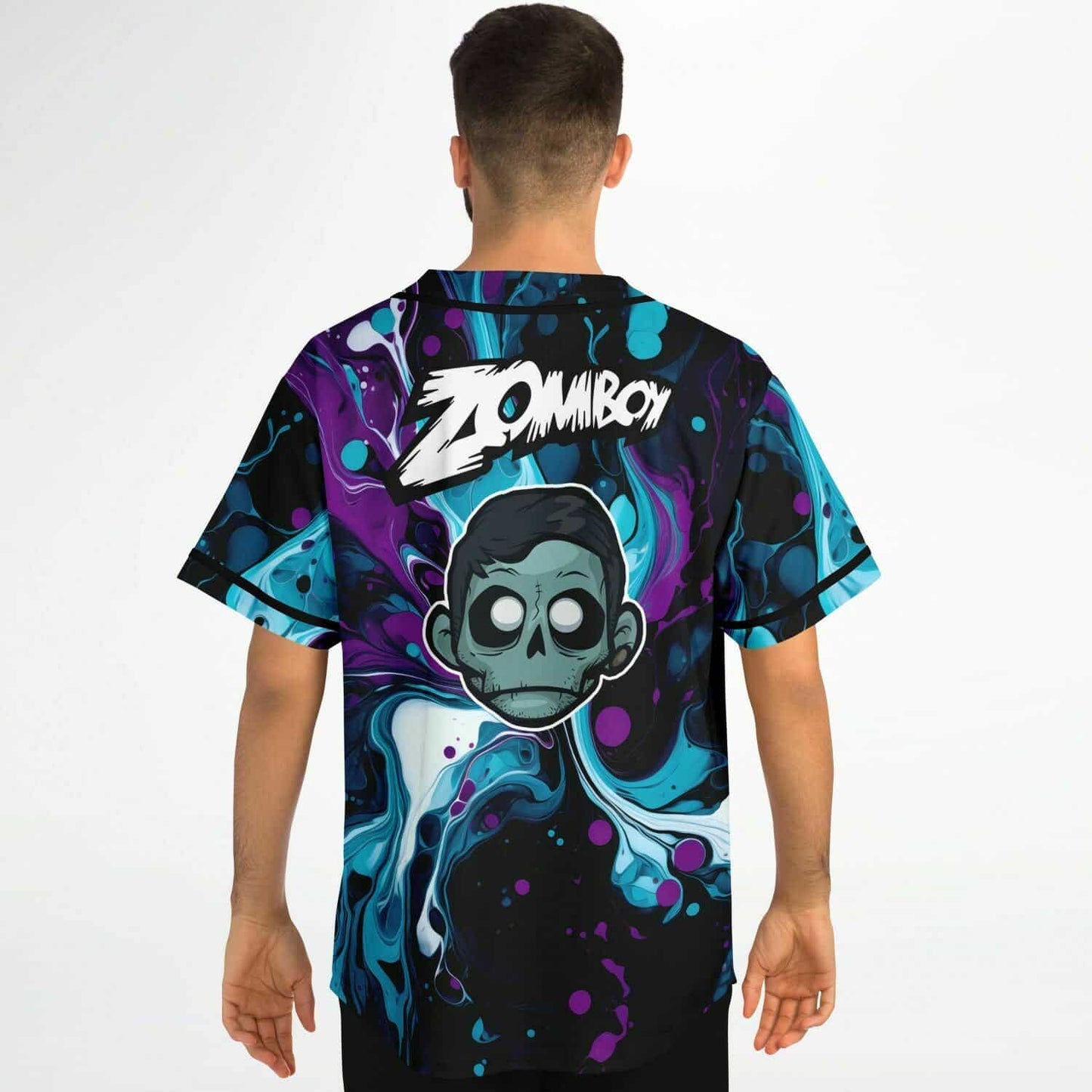Zomboy Teal Swirled Marble Rave Baseball Jersey