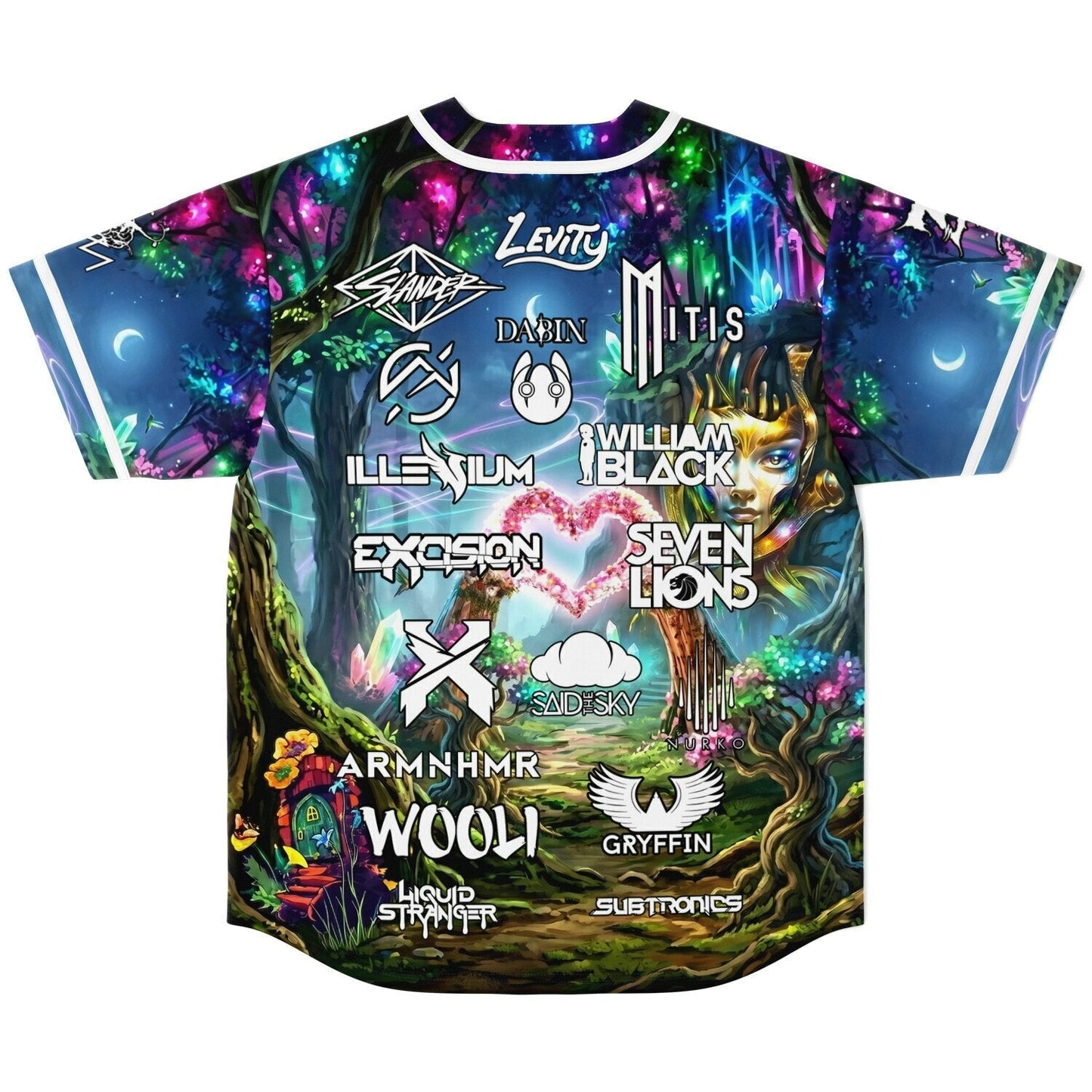 Electric Forest Dark Enchanted Magical Glowing Rave Baseball Jersey