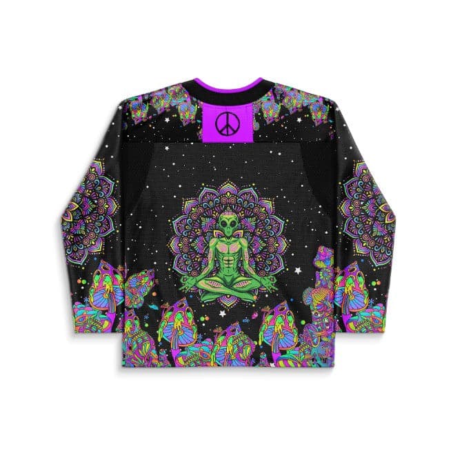 Black Meditating Alien Rave Hockey Jersey