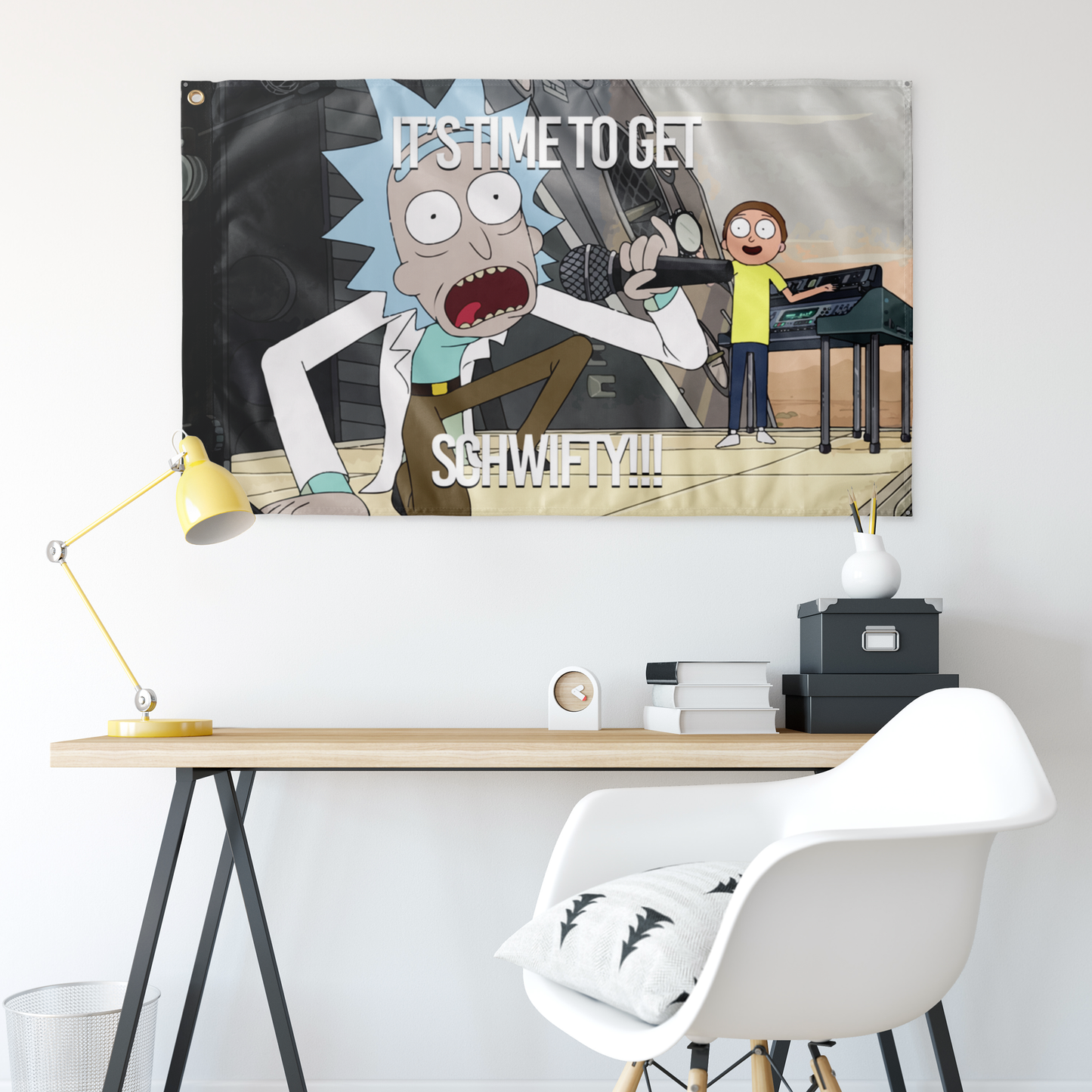 Muted Desert Cartoon Scientist Rave Flag