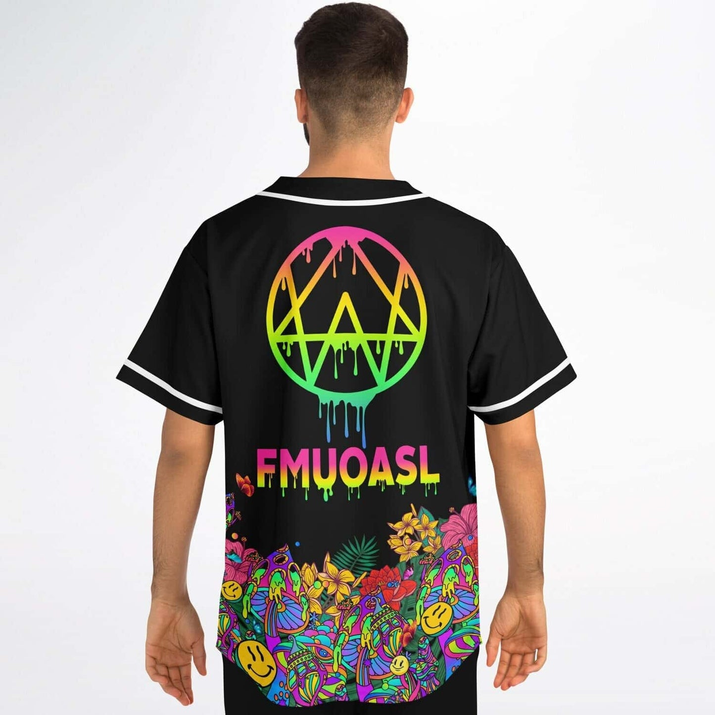 OWSLA Black Dripping Pentagon Rave Baseball Jersey