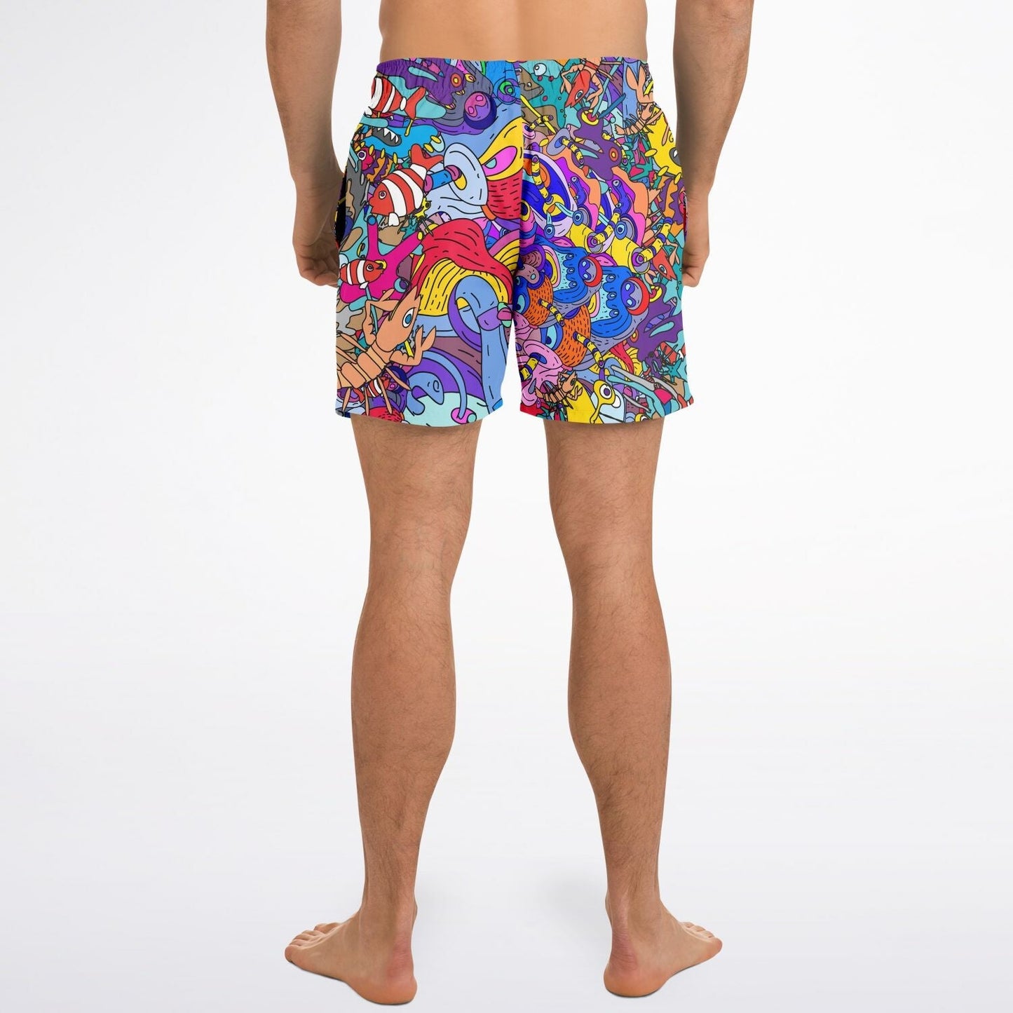 — Blue Dense Cartoon Rave Swim Trunks