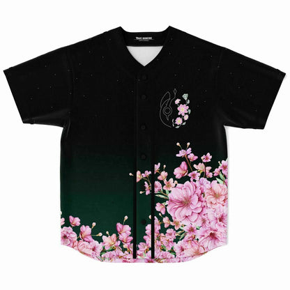 Black Dark Cherry Blossoms Rave Baseball Jersey