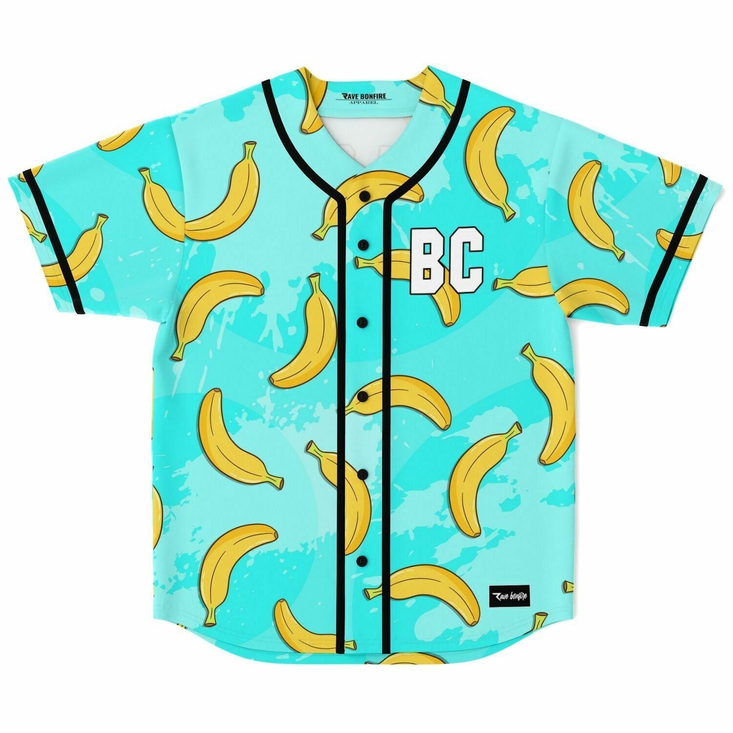 Turquoise Cartoon Banana Rave Baseball Jersey