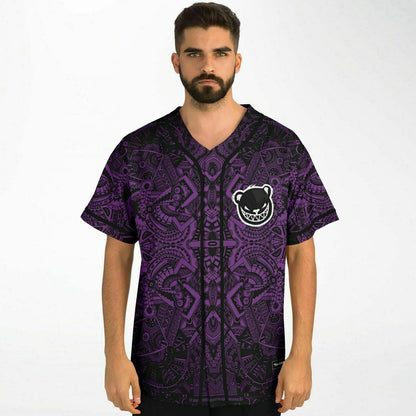 Bear Bass Purple Black Dense Symmetrical Rave Baseball Jersey