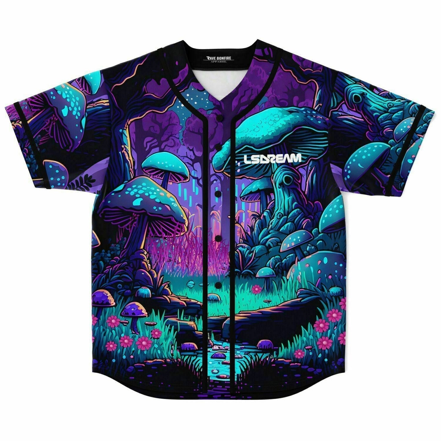 LSDREAM Purple Psychedelic Glowing Rave Baseball Jersey