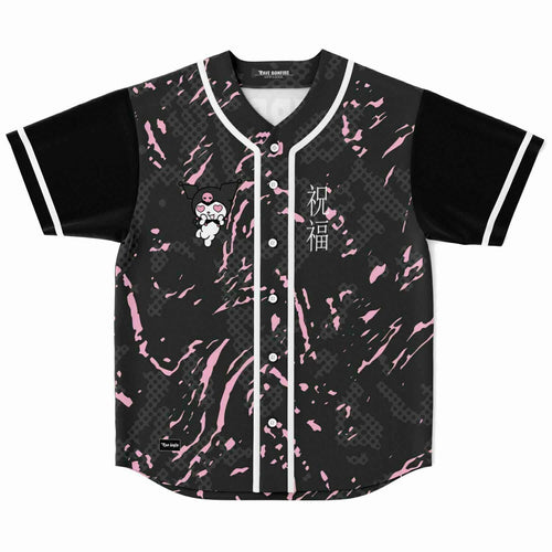 Black Pink Splatter Camo Rave Baseball Jersey