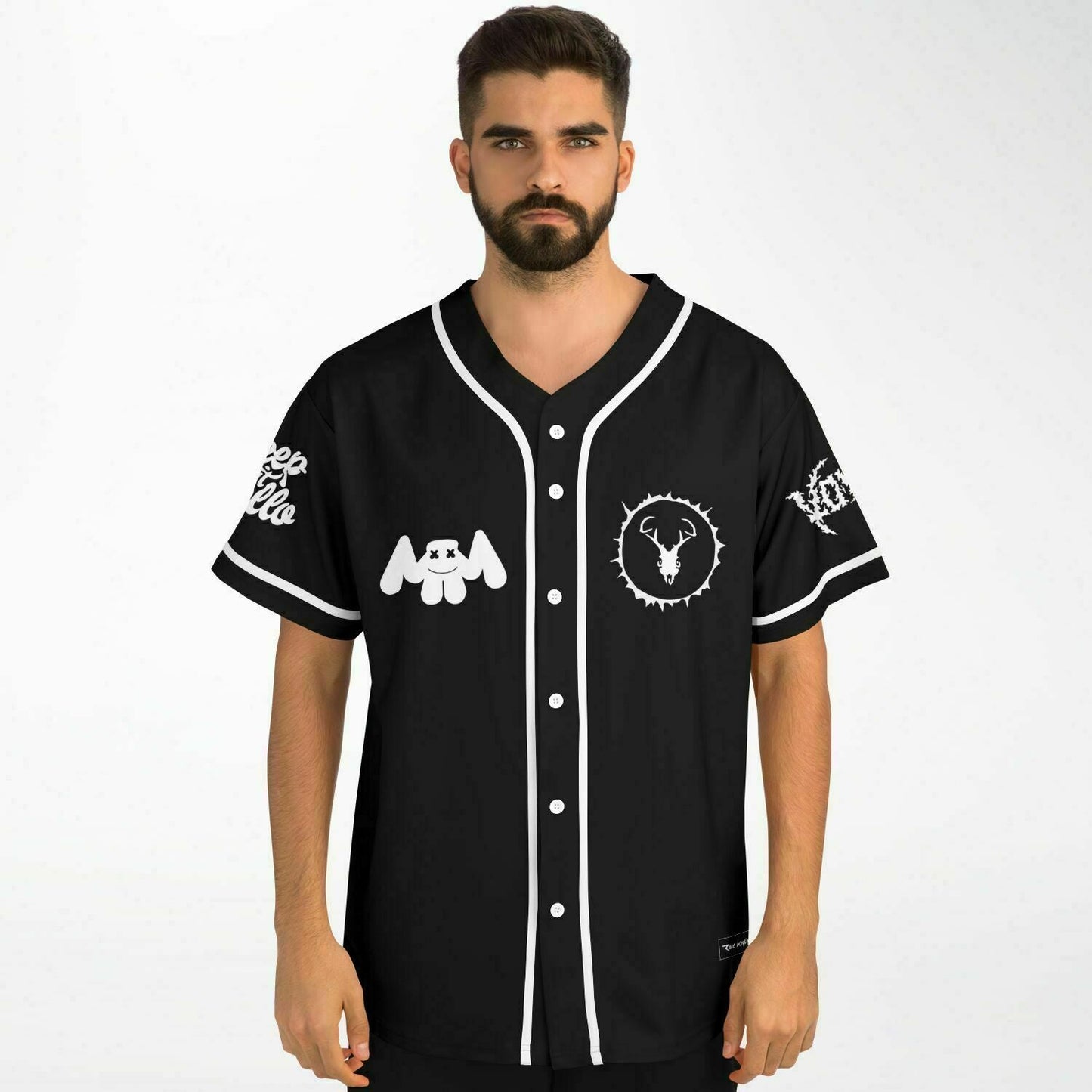 SVDDEN DEATH Black Dripping Mask Rave Baseball Jersey