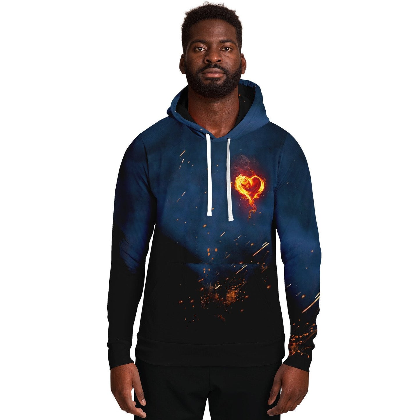 Flaming Heart Navy Ember Rave Hoodie