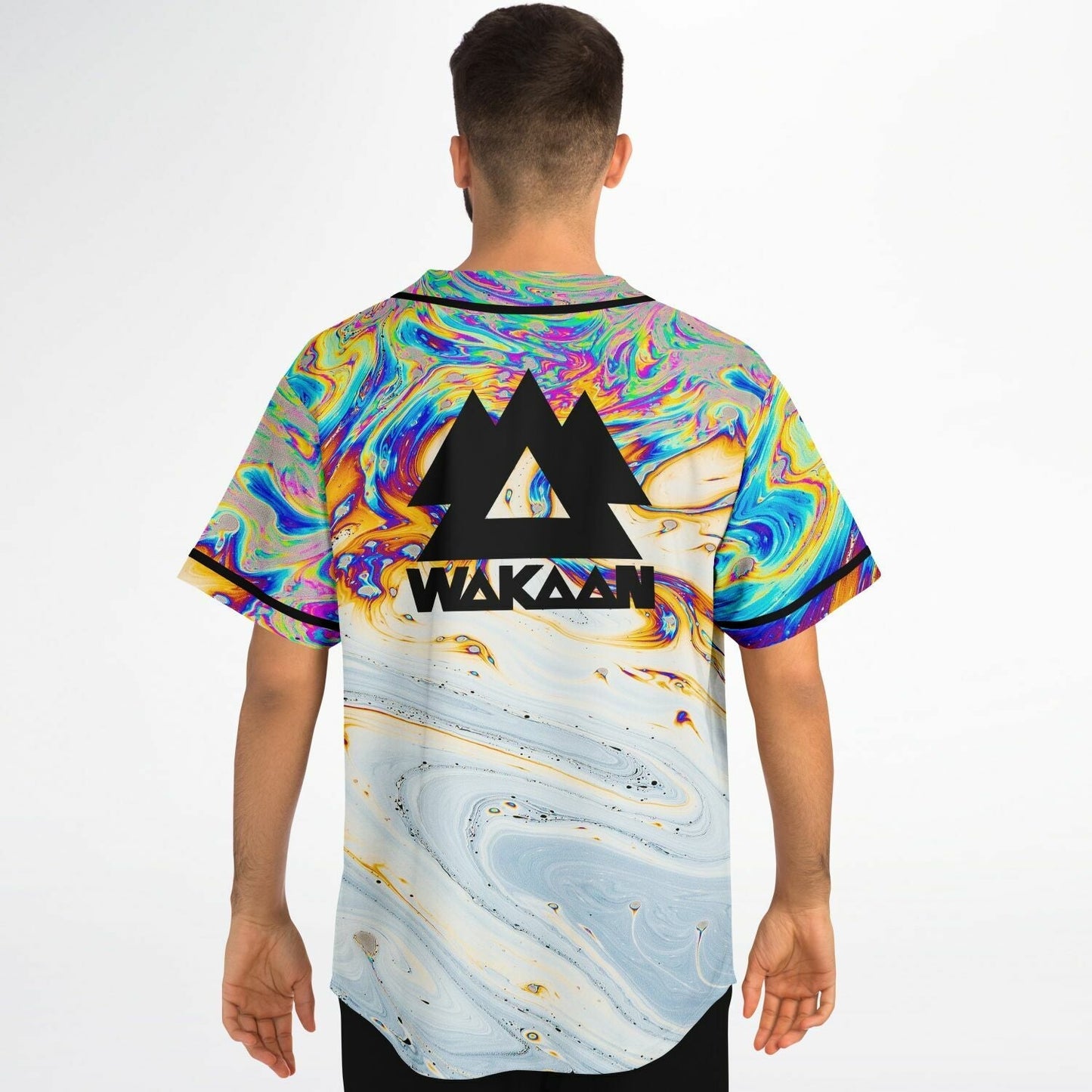 Liquid Stranger Iridescent Soap Oil Slick Rave Baseball Jersey